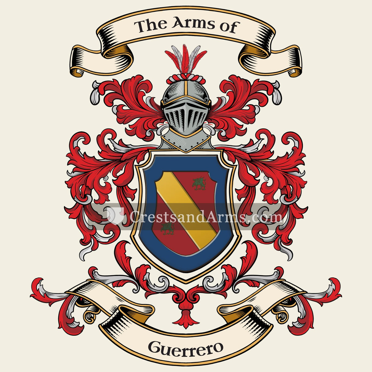 The Guerrero coat of arms, drawn from the recorded blazon