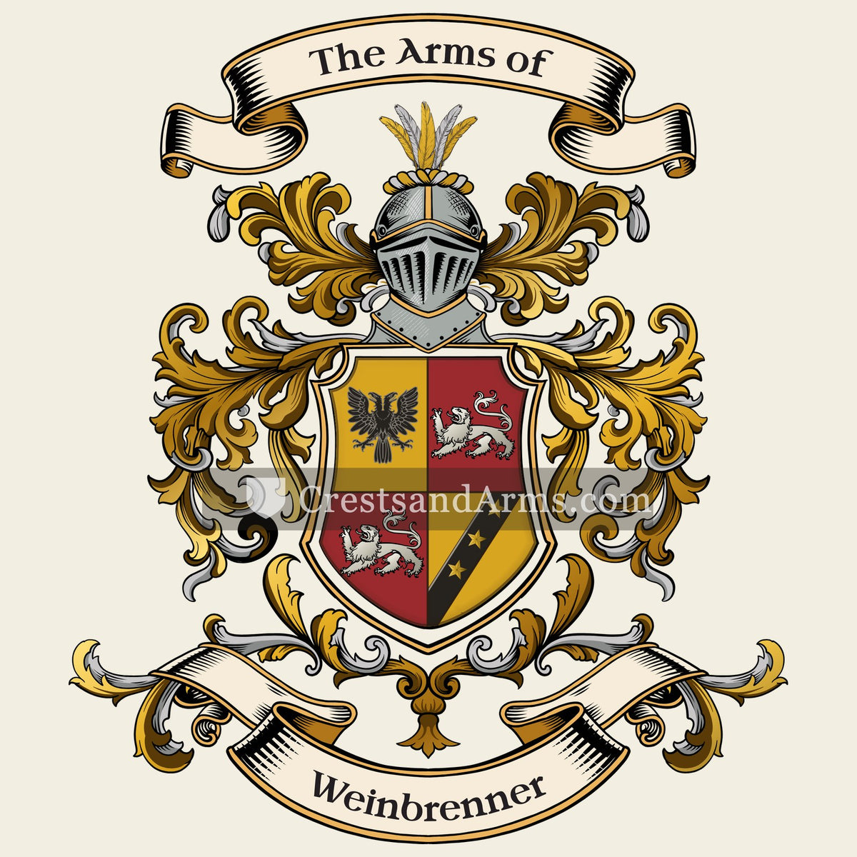 The Weinbrenner coat of arms, drawn from the recorded blazon