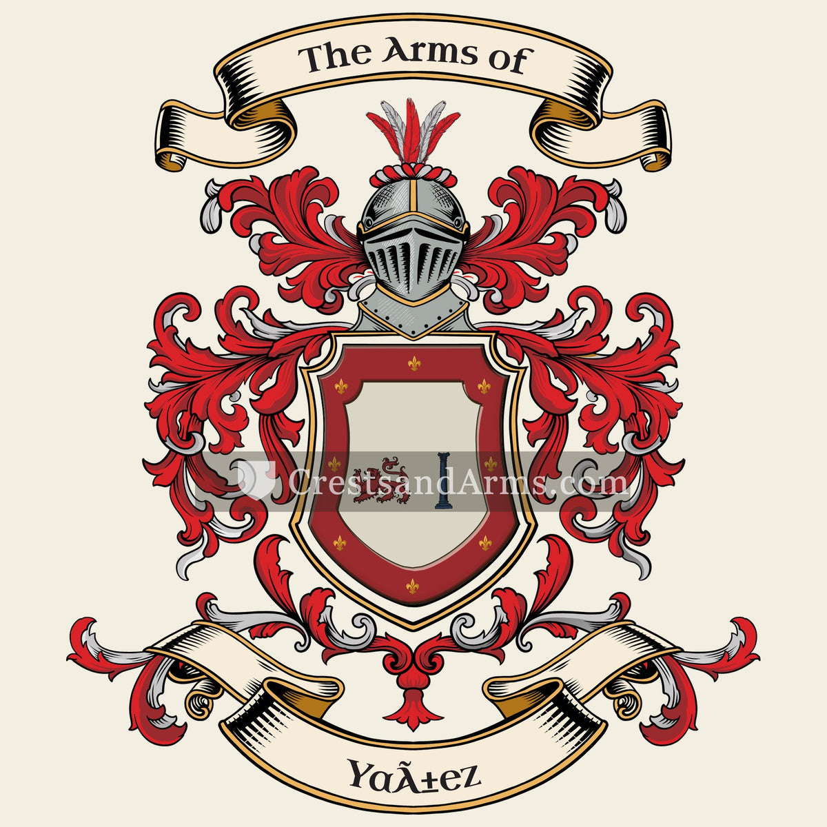 The Yañez coat of arms, drawn from the recorded blazon