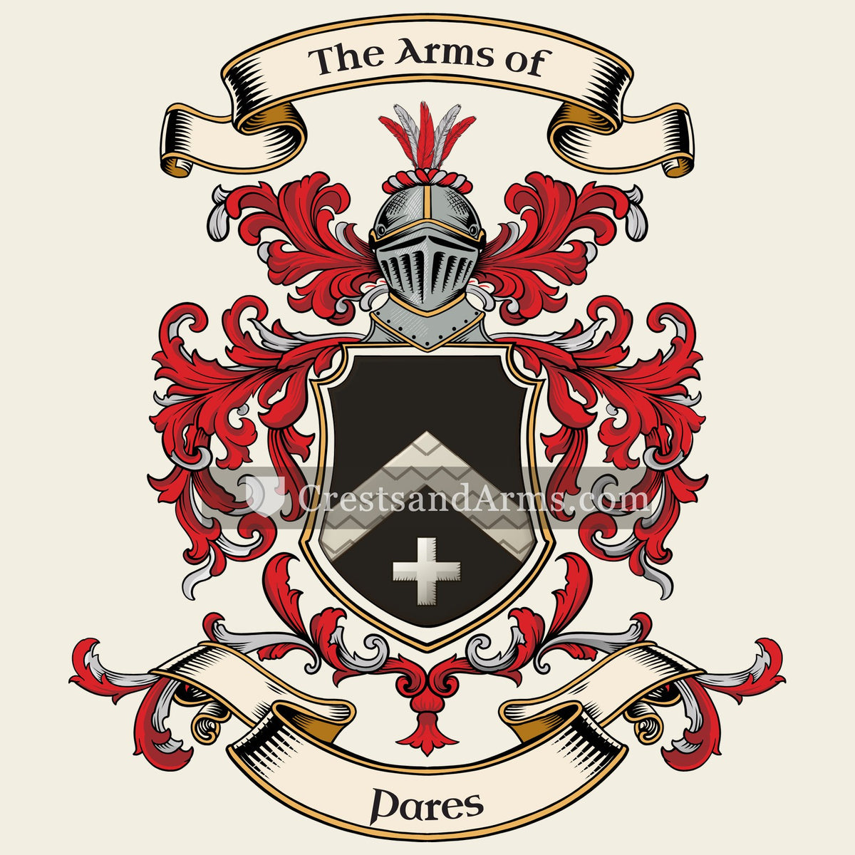 The Pares coat of arms, drawn from the recorded blazon