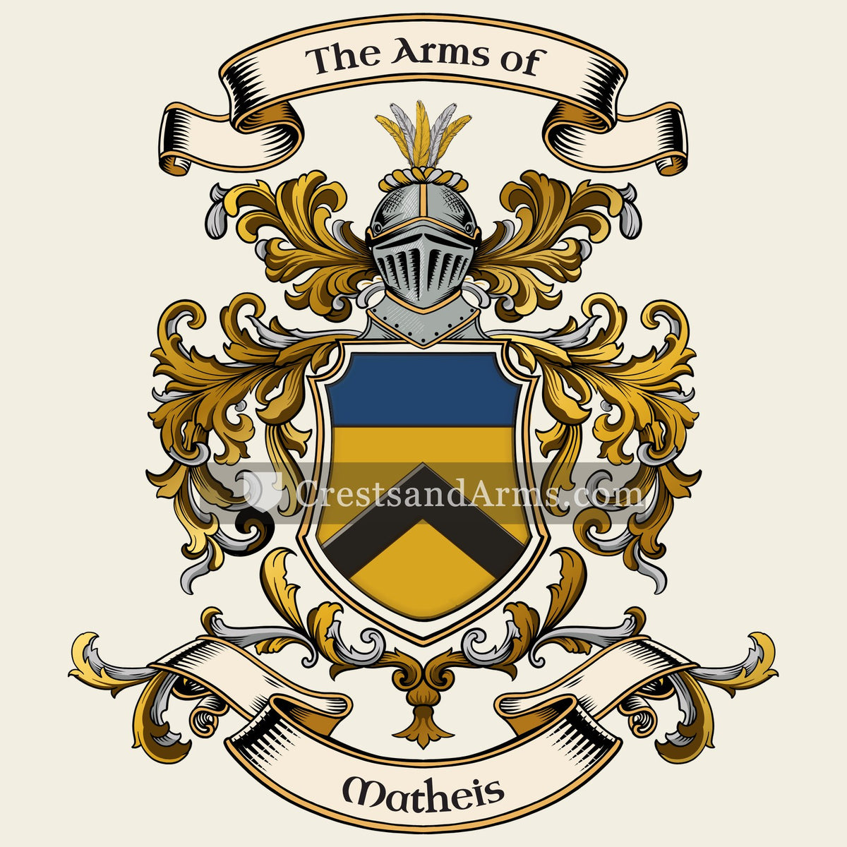The Matheis coat of arms, drawn from the recorded blazon
