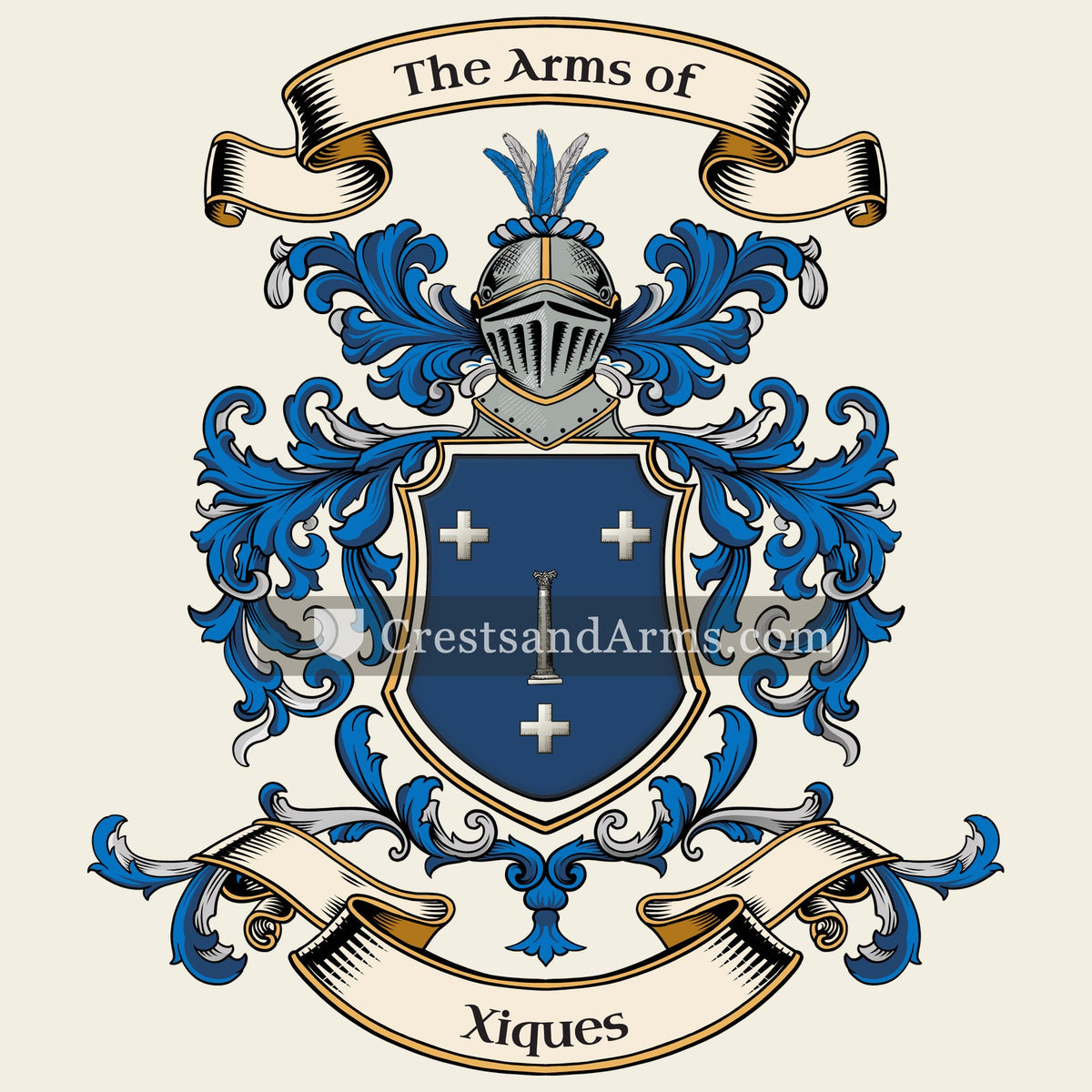 The Xiques coat of arms, drawn from the recorded blazon