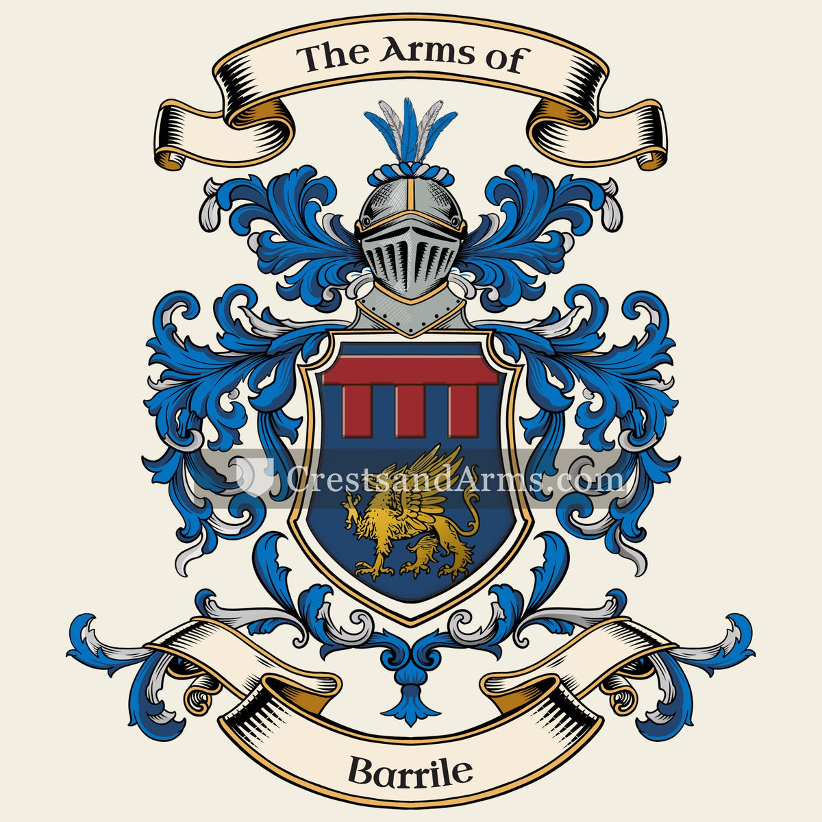 The Barrile coat of arms, drawn from the recorded blazon