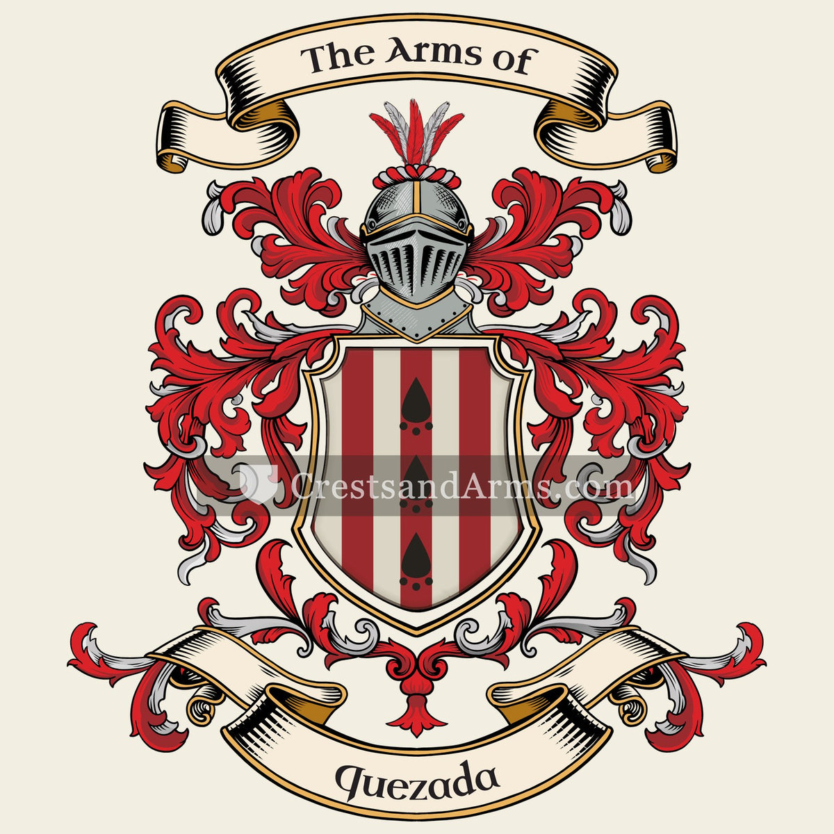 The Quezada coat of arms, drawn from the recorded blazon