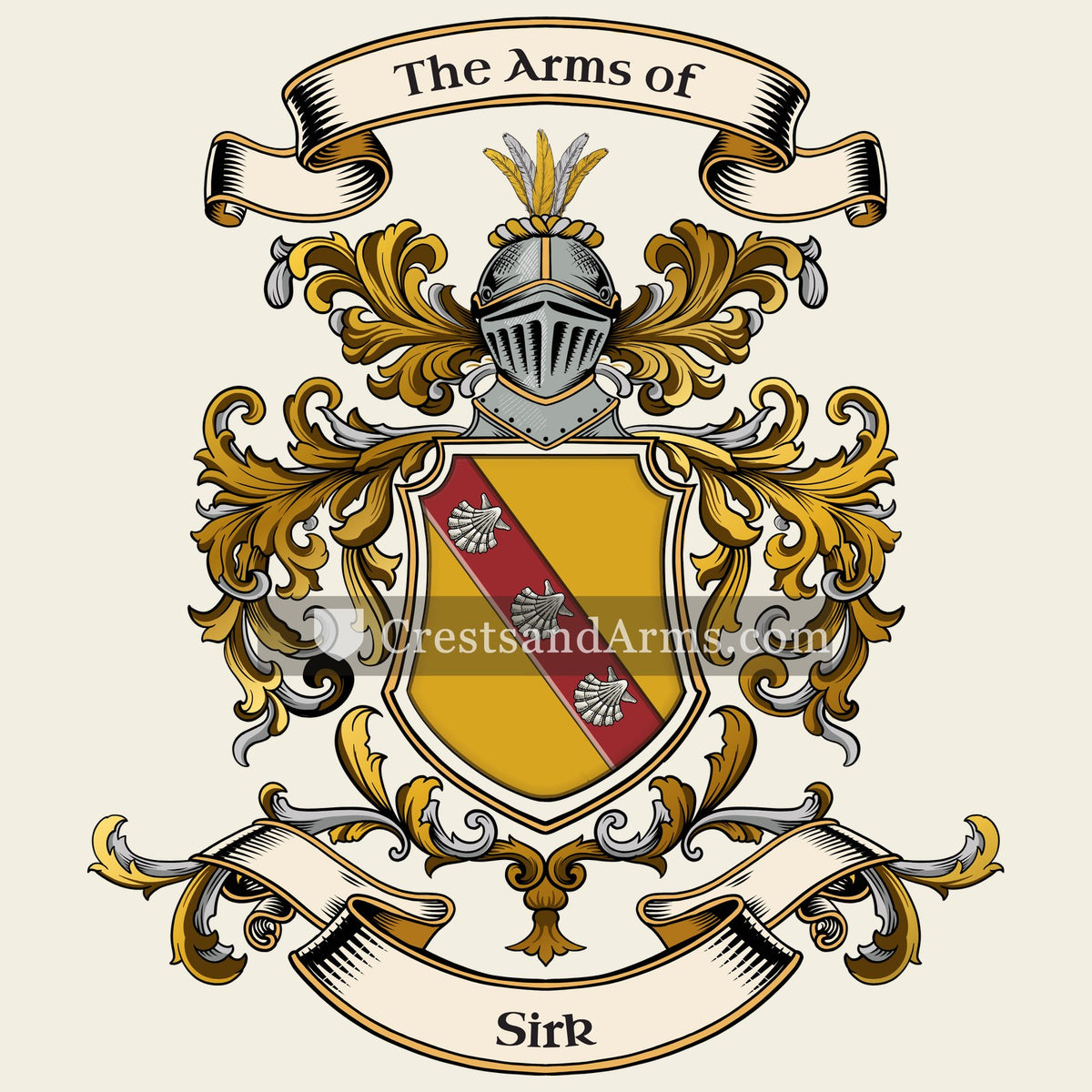 The Sirk coat of arms, drawn from the recorded blazon