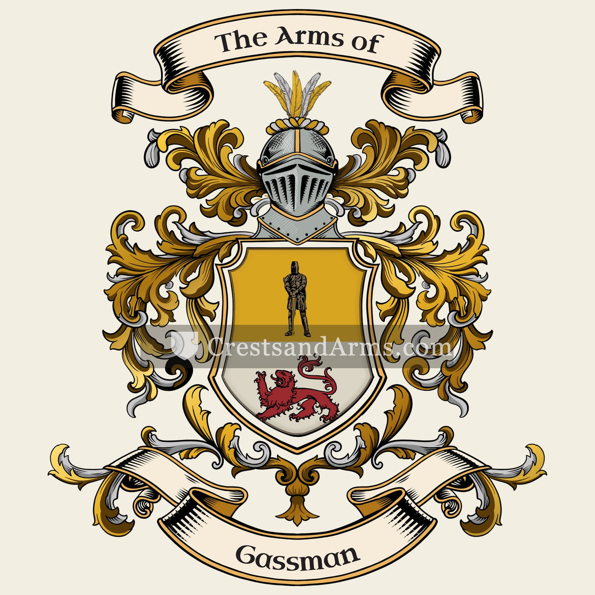 The Gassman coat of arms, drawn from the recorded blazon