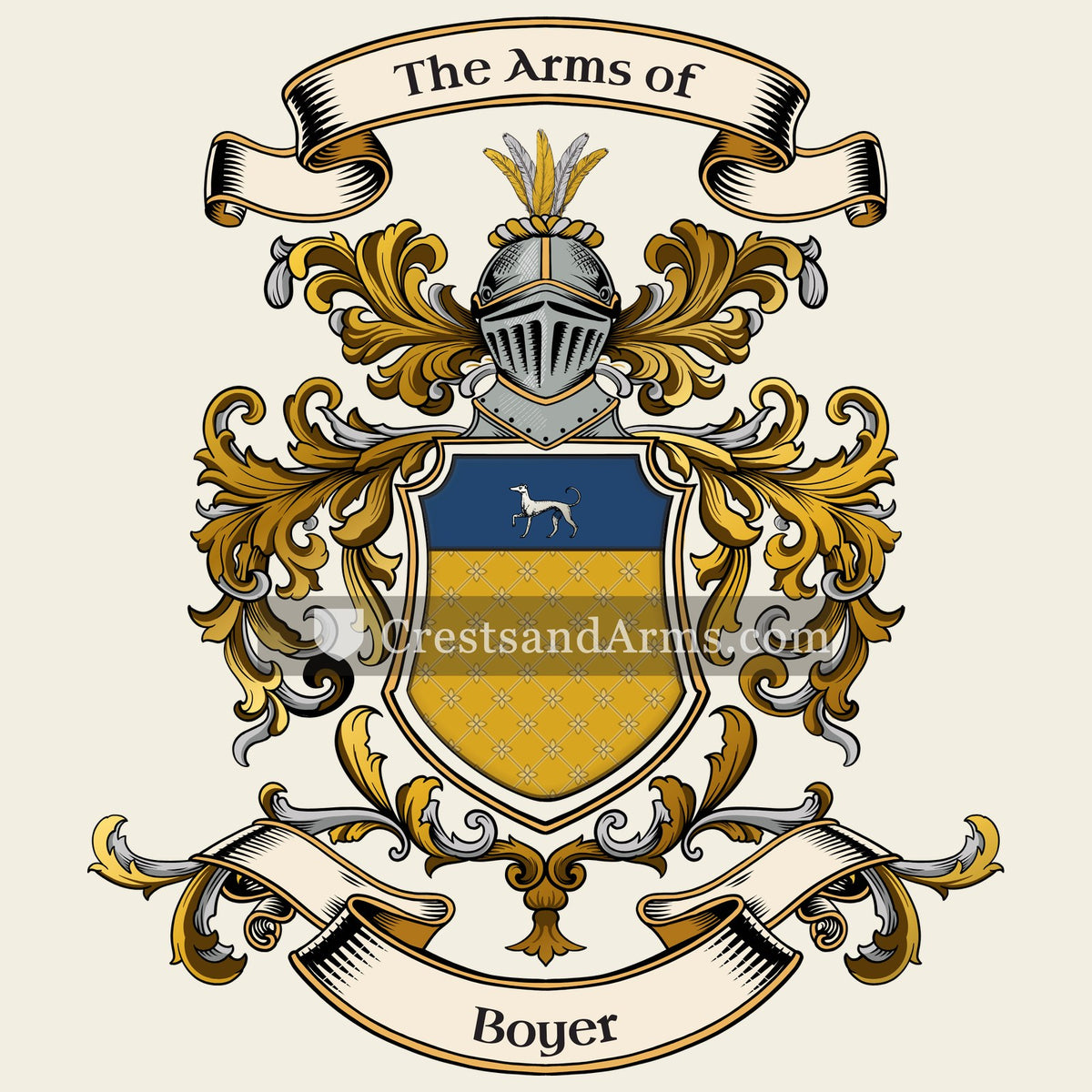 The Boyer coat of arms, drawn from the recorded blazon