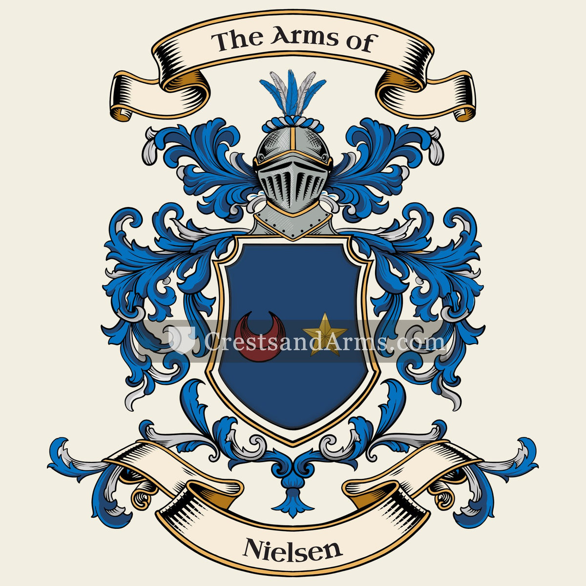 The Nielsen coat of arms, drawn from the recorded blazon