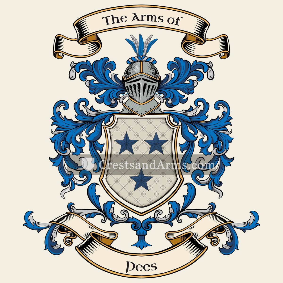 The Pees coat of arms, drawn from the recorded blazon