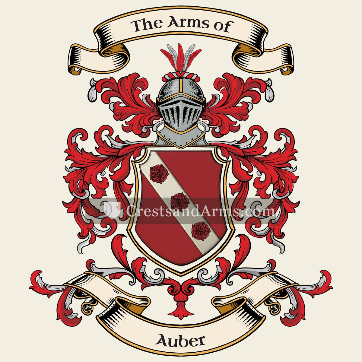 The Auber coat of arms, drawn from the recorded blazon