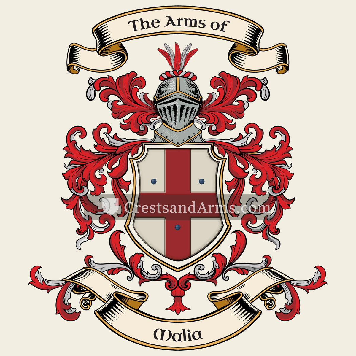 The Malia coat of arms, drawn from the recorded blazon