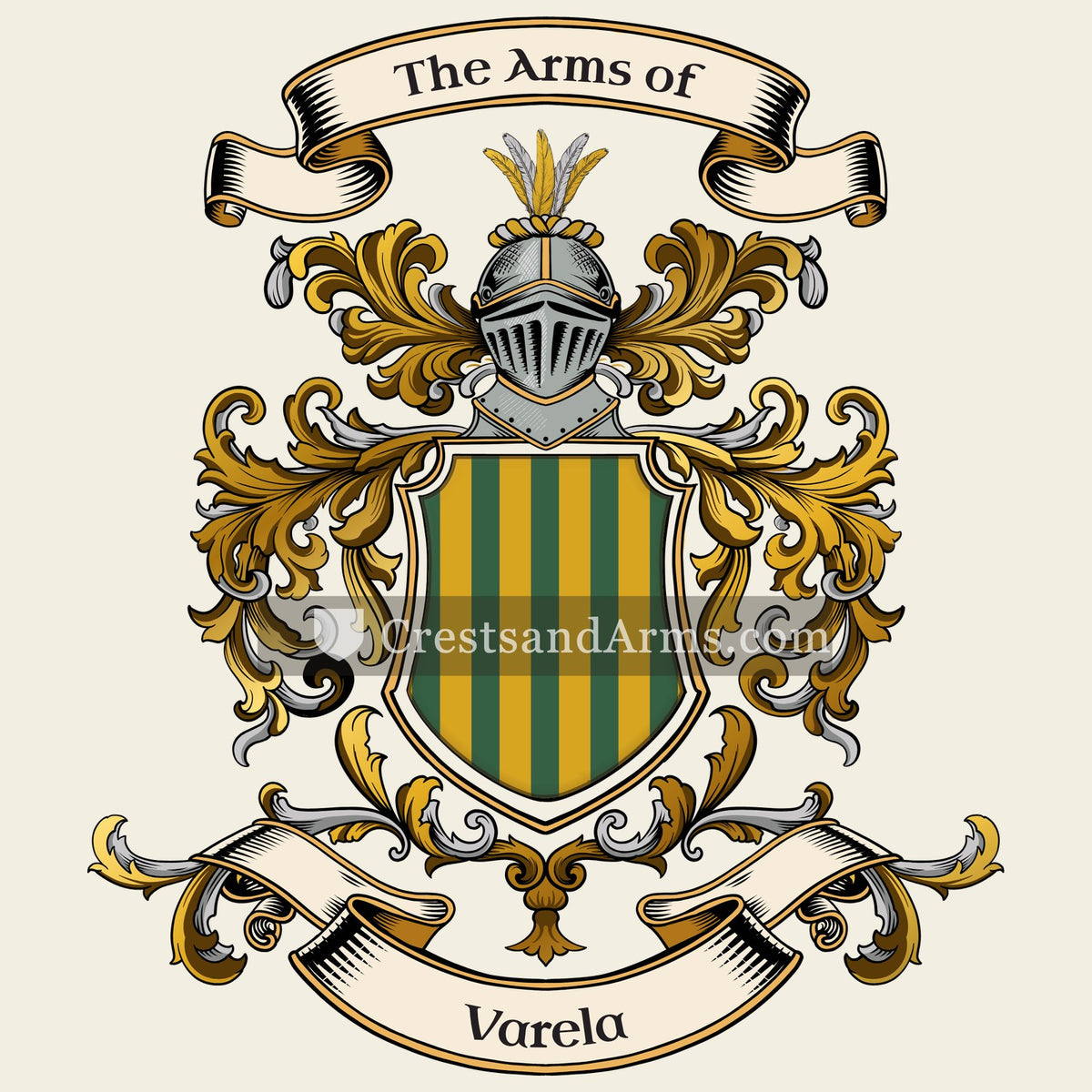 The Varela coat of arms, drawn from the recorded blazon