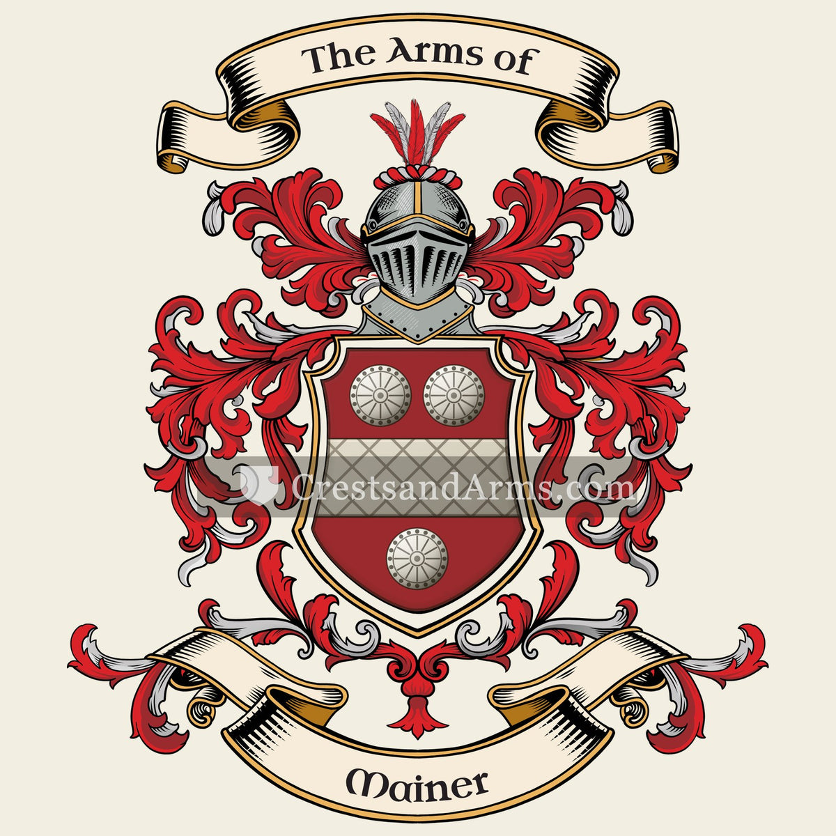 The Mainer coat of arms, drawn from the recorded blazon