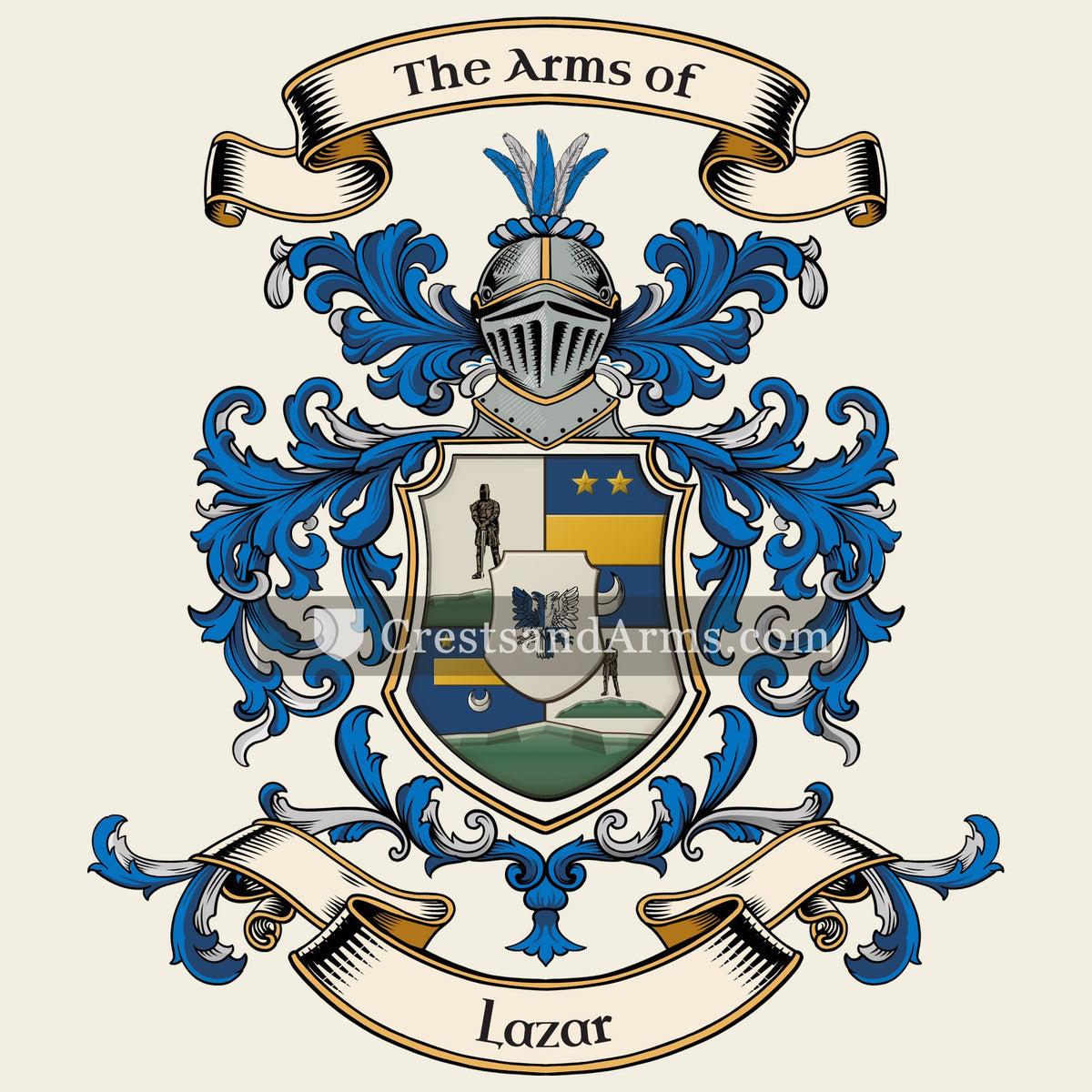 The Lazar coat of arms, drawn from the recorded blazon