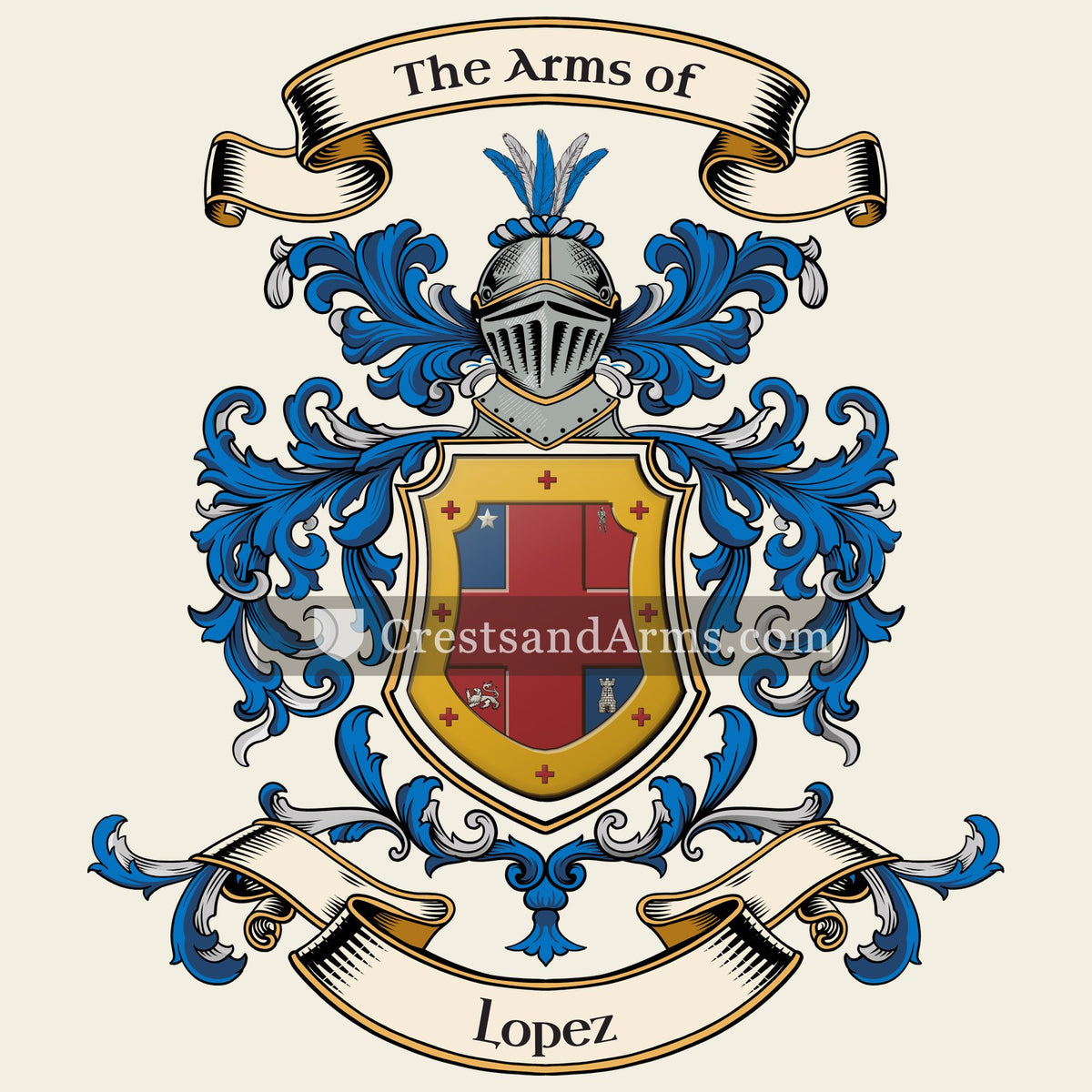 The Lopez coat of arms, drawn from the recorded blazon