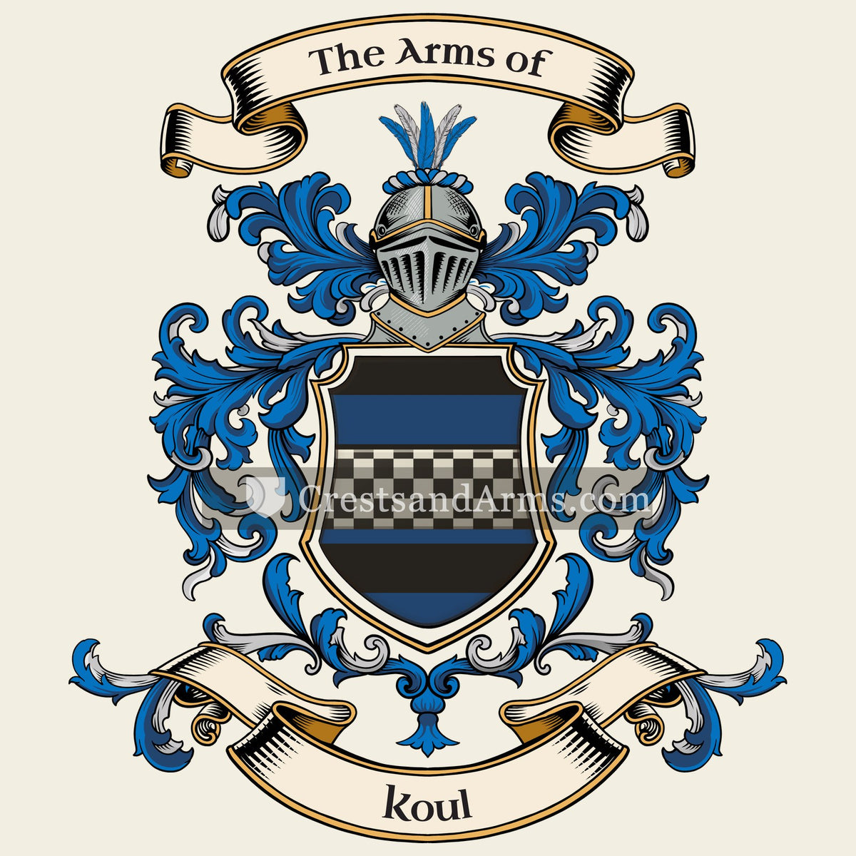 The Koul coat of arms, drawn from the recorded blazon
