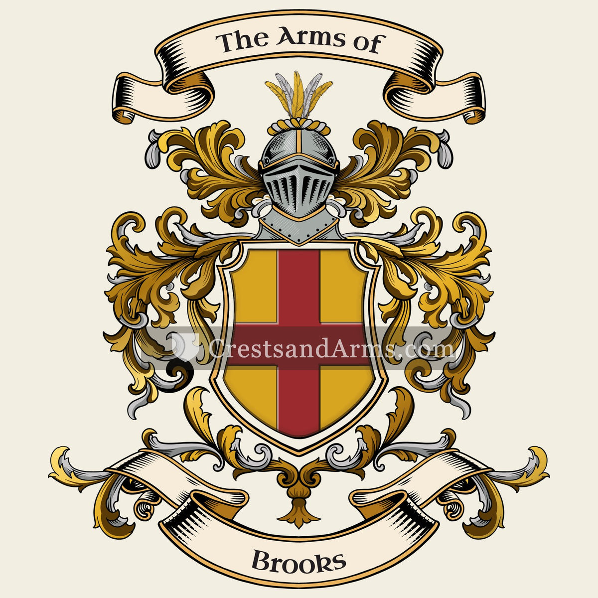 The Brooks coat of arms, drawn from the recorded blazon