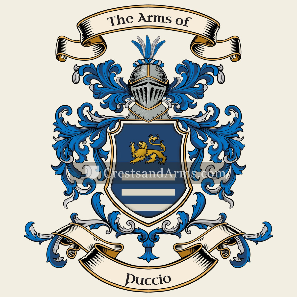 The Puccio coat of arms, drawn from the recorded blazon
