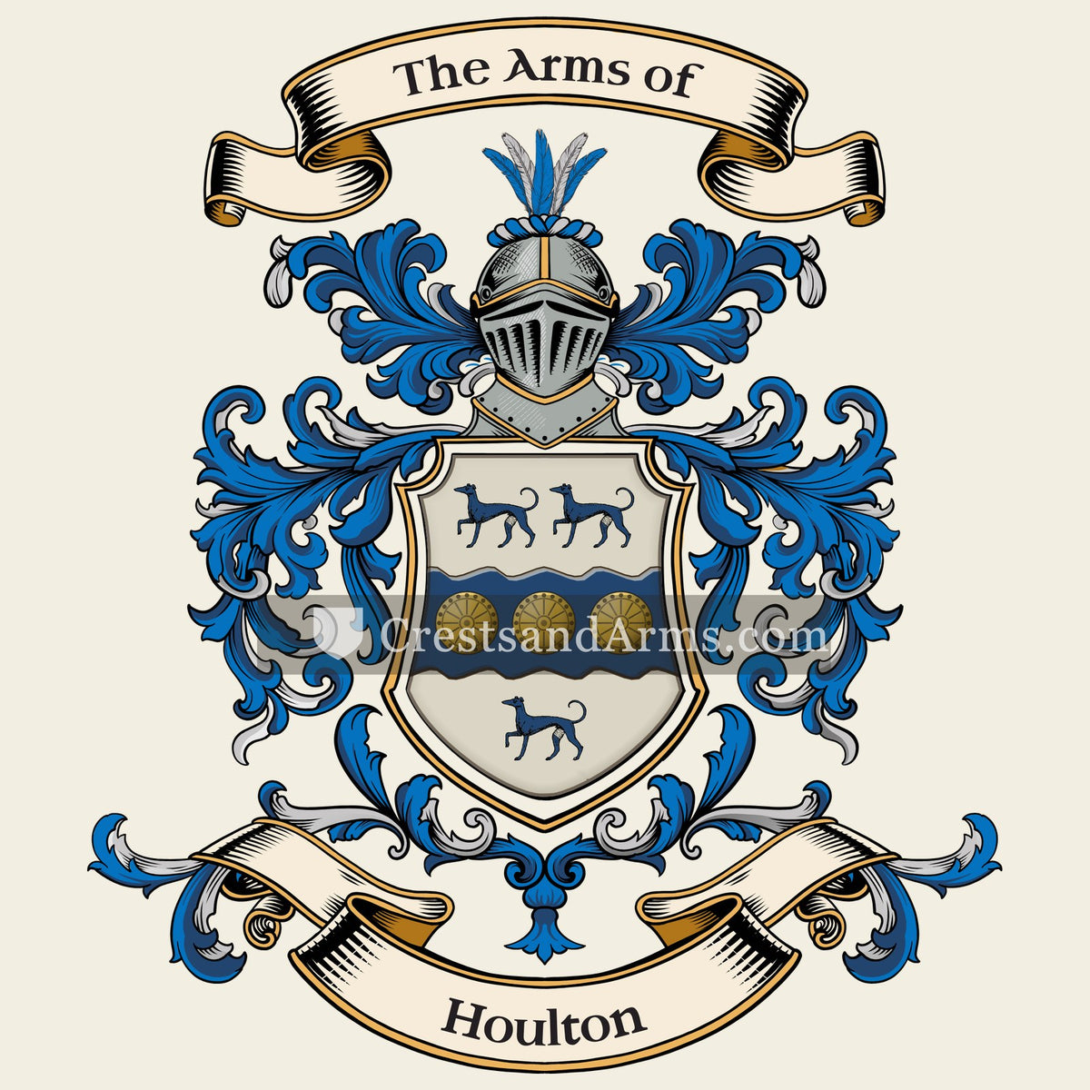 The Houlton coat of arms, drawn from the recorded blazon