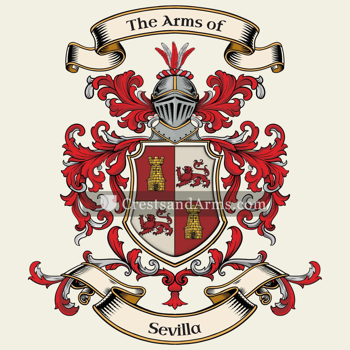 The Sevilla coat of arms, drawn from the recorded blazon