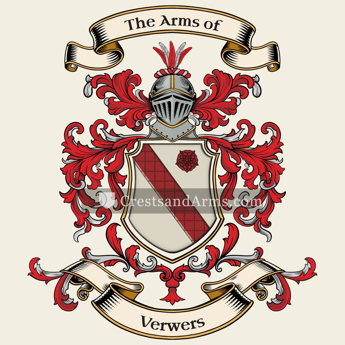 The Verwers coat of arms, drawn from the recorded blazon