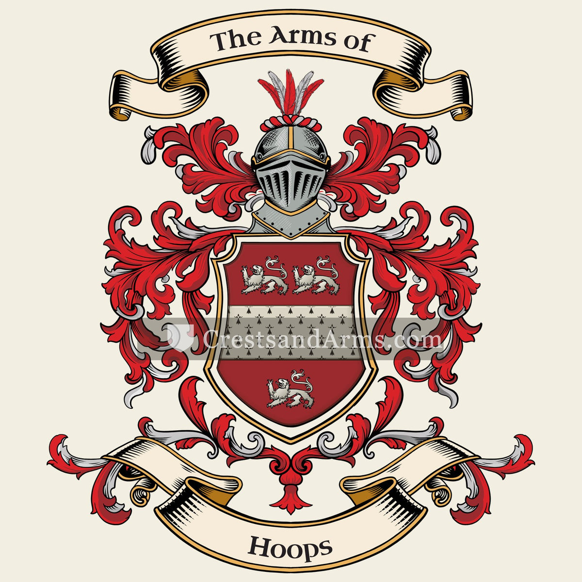 The Hoops coat of arms, drawn from the recorded blazon
