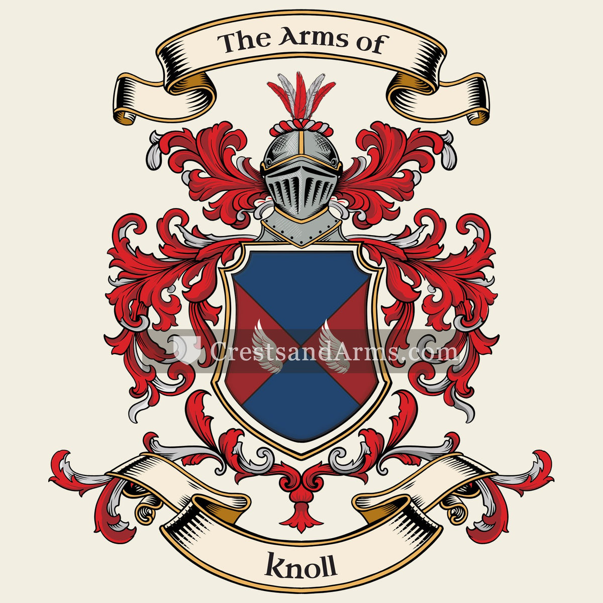 The Knoll coat of arms, drawn from the recorded blazon