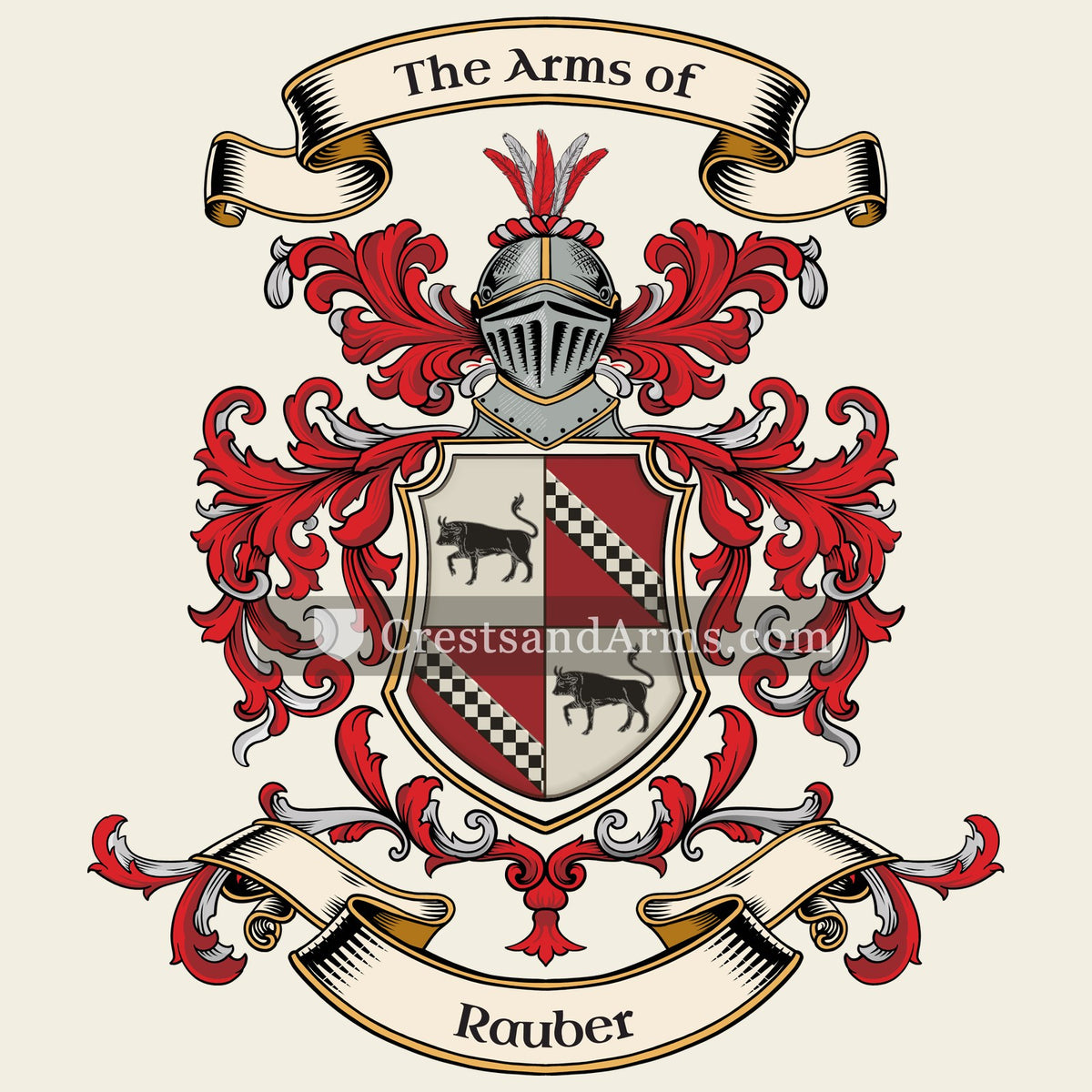 The Rauber coat of arms, drawn from the recorded blazon