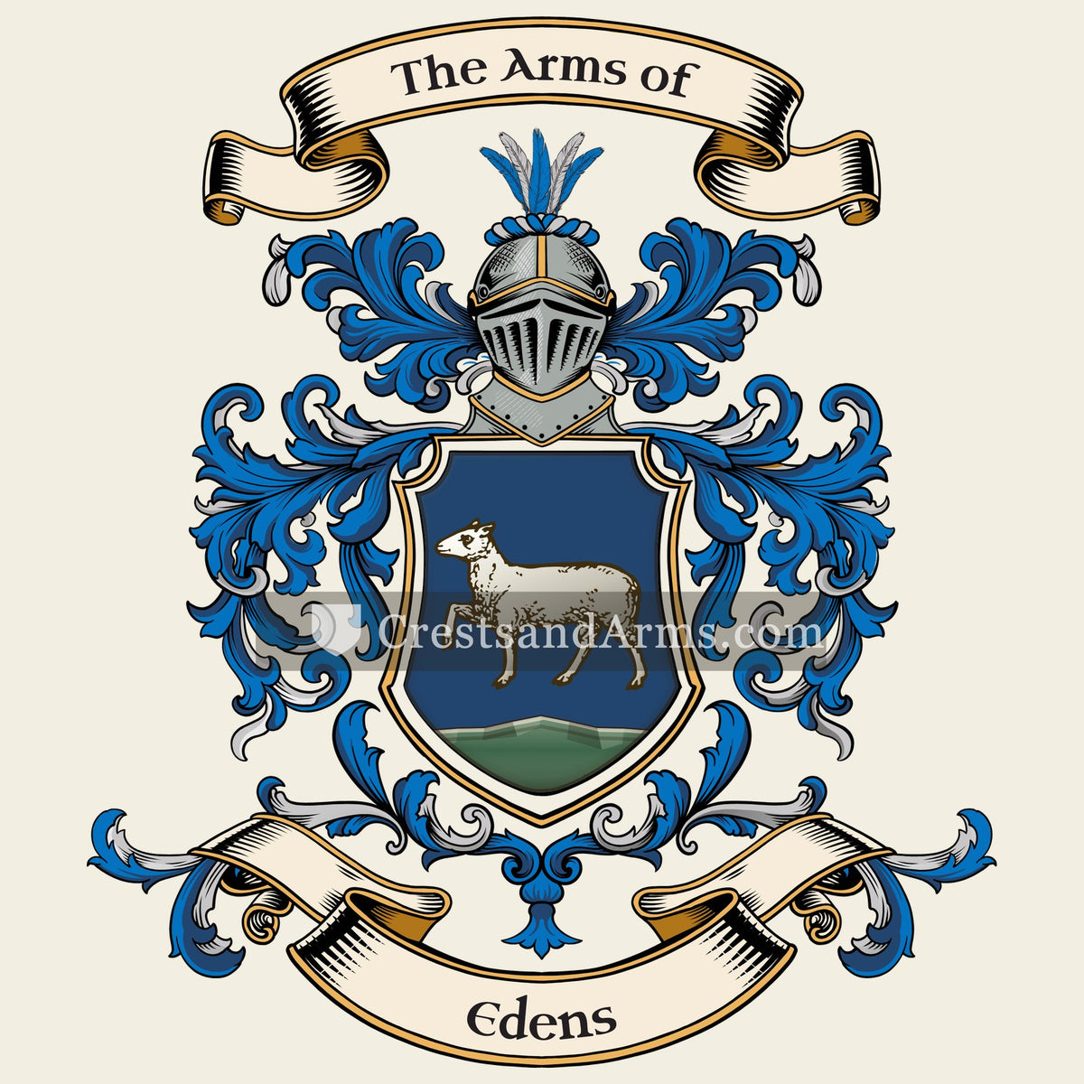 The Edens coat of arms, drawn from the recorded blazon
