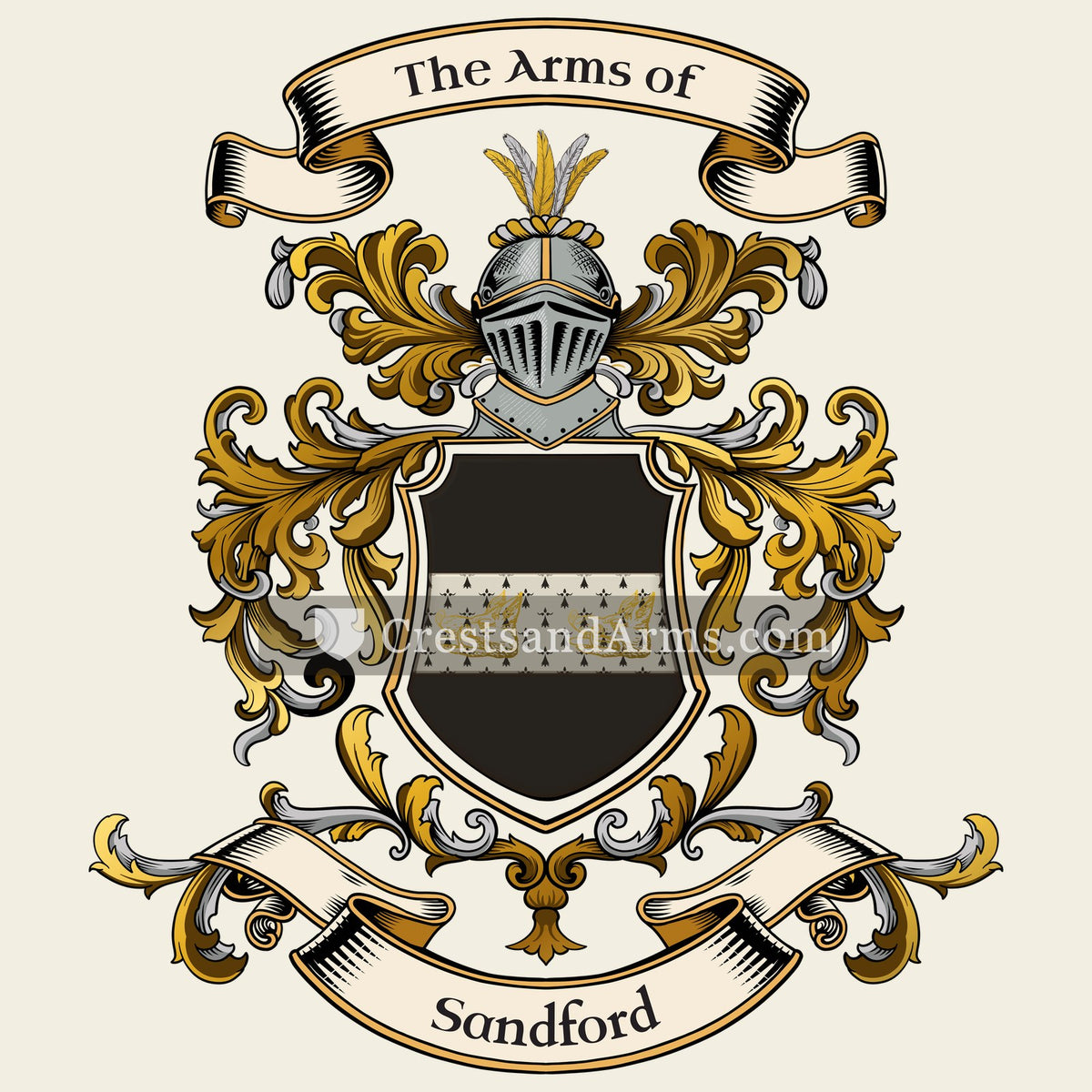 The Sandford coat of arms, drawn from the recorded blazon