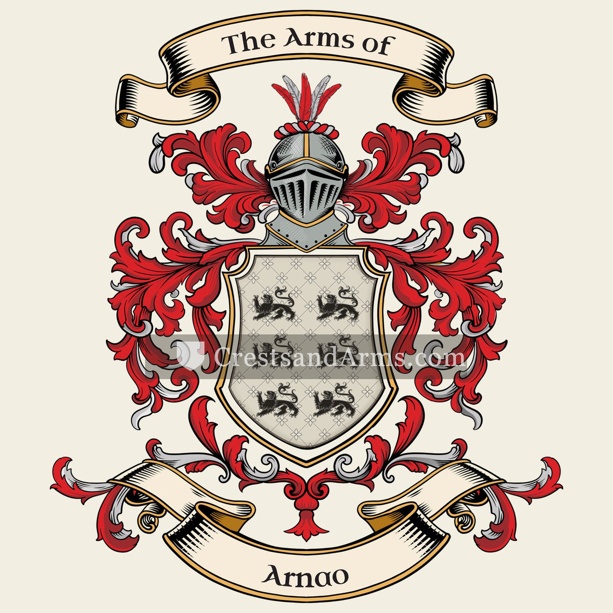 The Arnao coat of arms, drawn from the recorded blazon