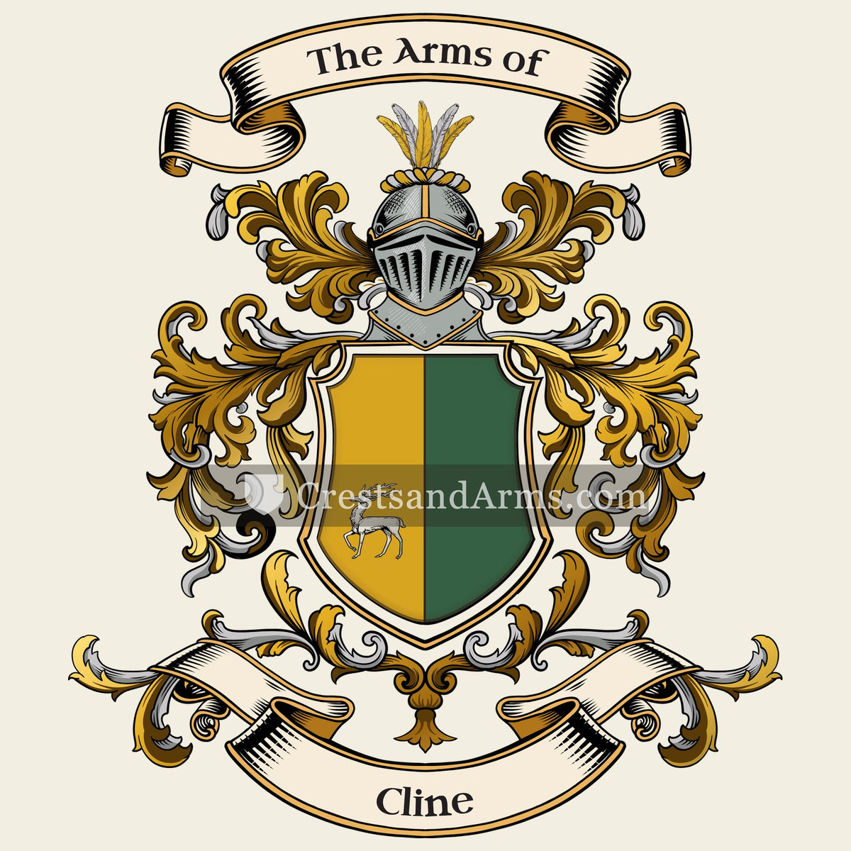The Cline coat of arms, drawn from the recorded blazon