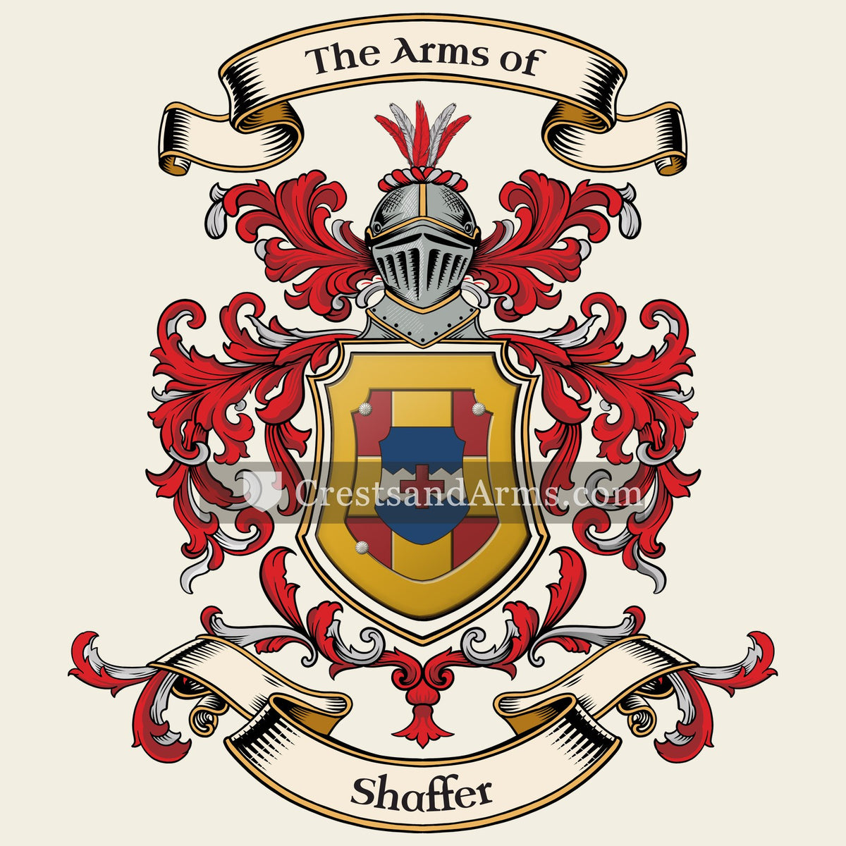 The Shaffer coat of arms, drawn from the recorded blazon