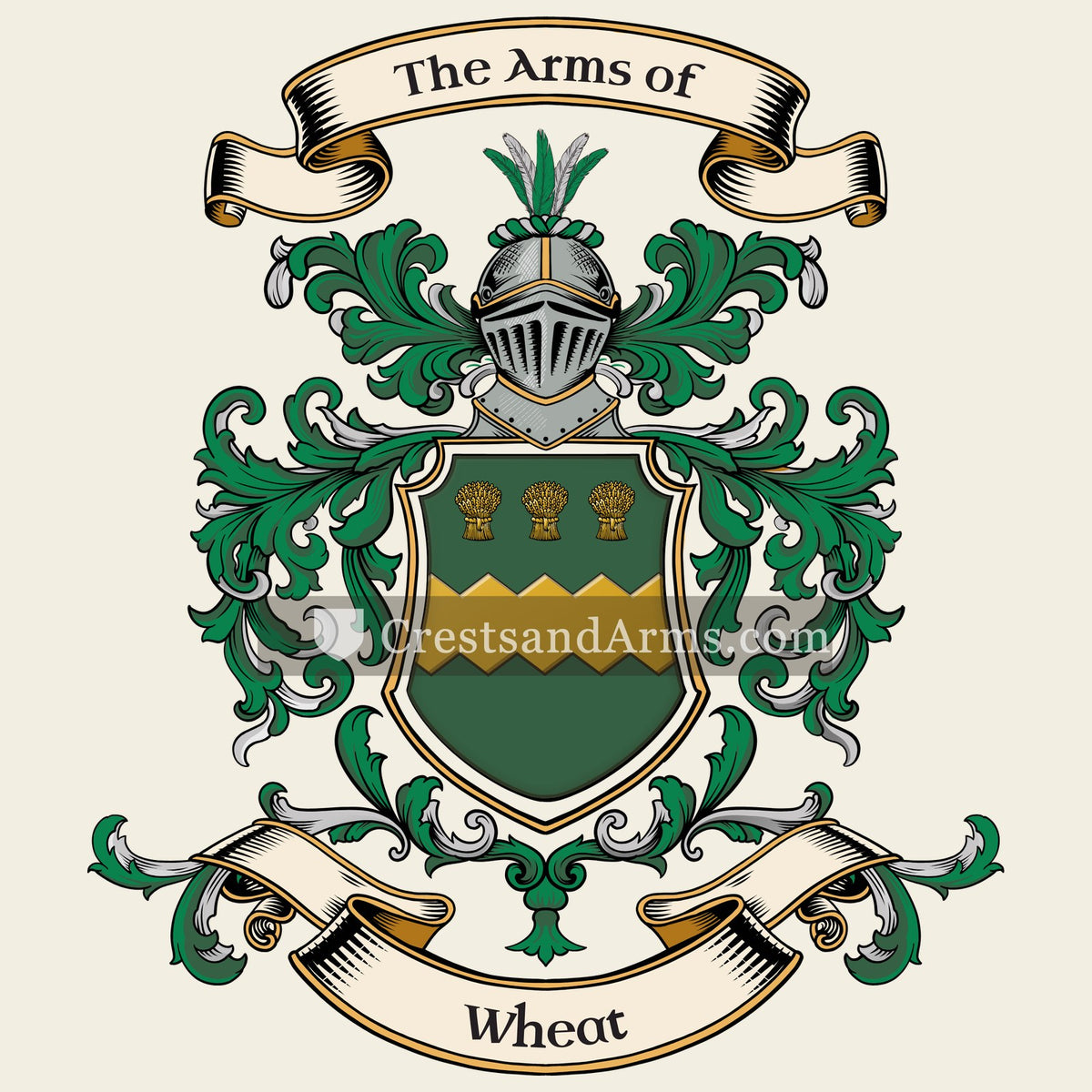The Wheat coat of arms, drawn from the recorded blazon