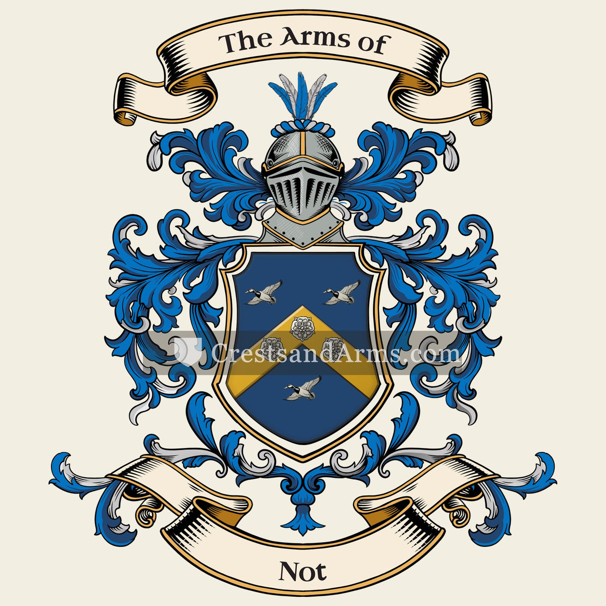 The Not coat of arms, drawn from the recorded blazon