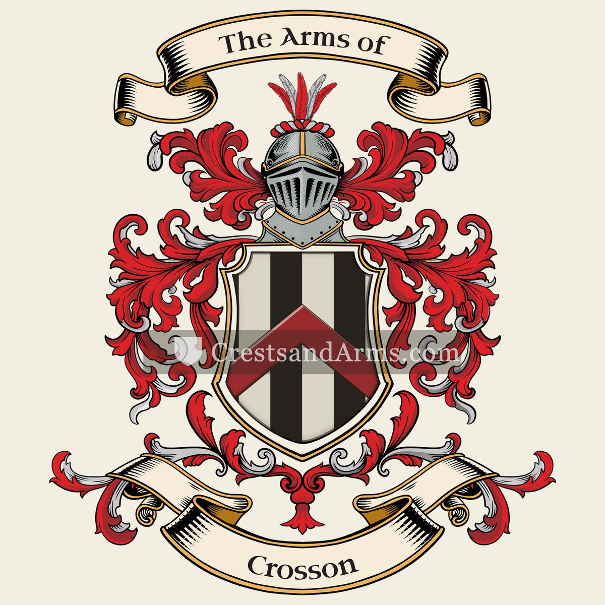 The Crosson coat of arms, drawn from the recorded blazon