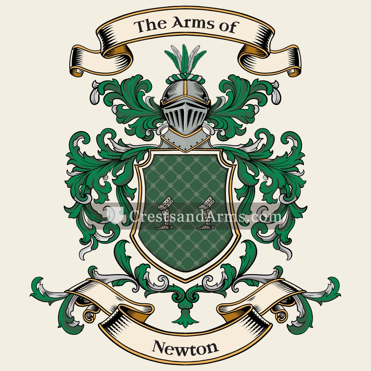 The Newton coat of arms, drawn from the recorded blazon