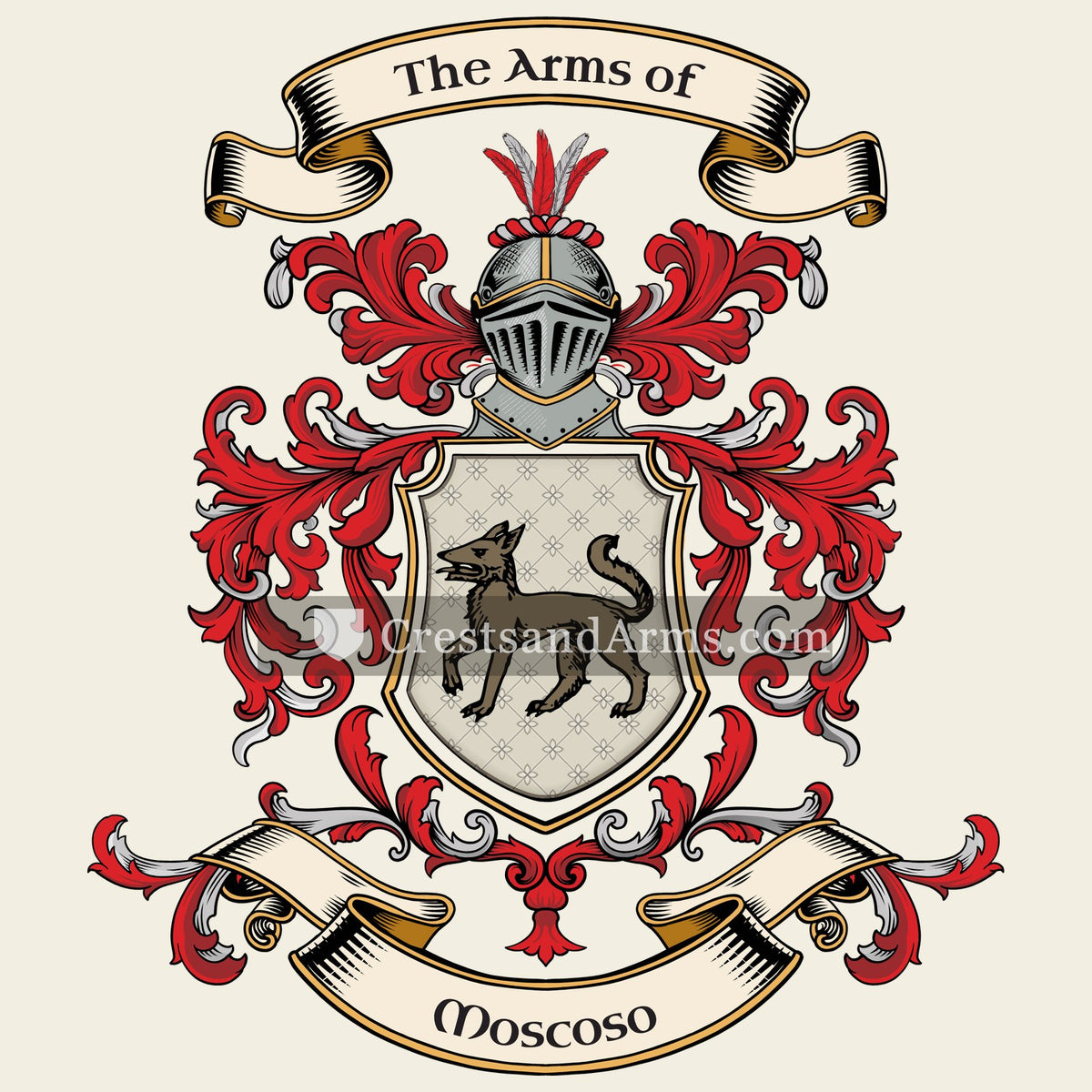 The Moscoso coat of arms, drawn from the recorded blazon