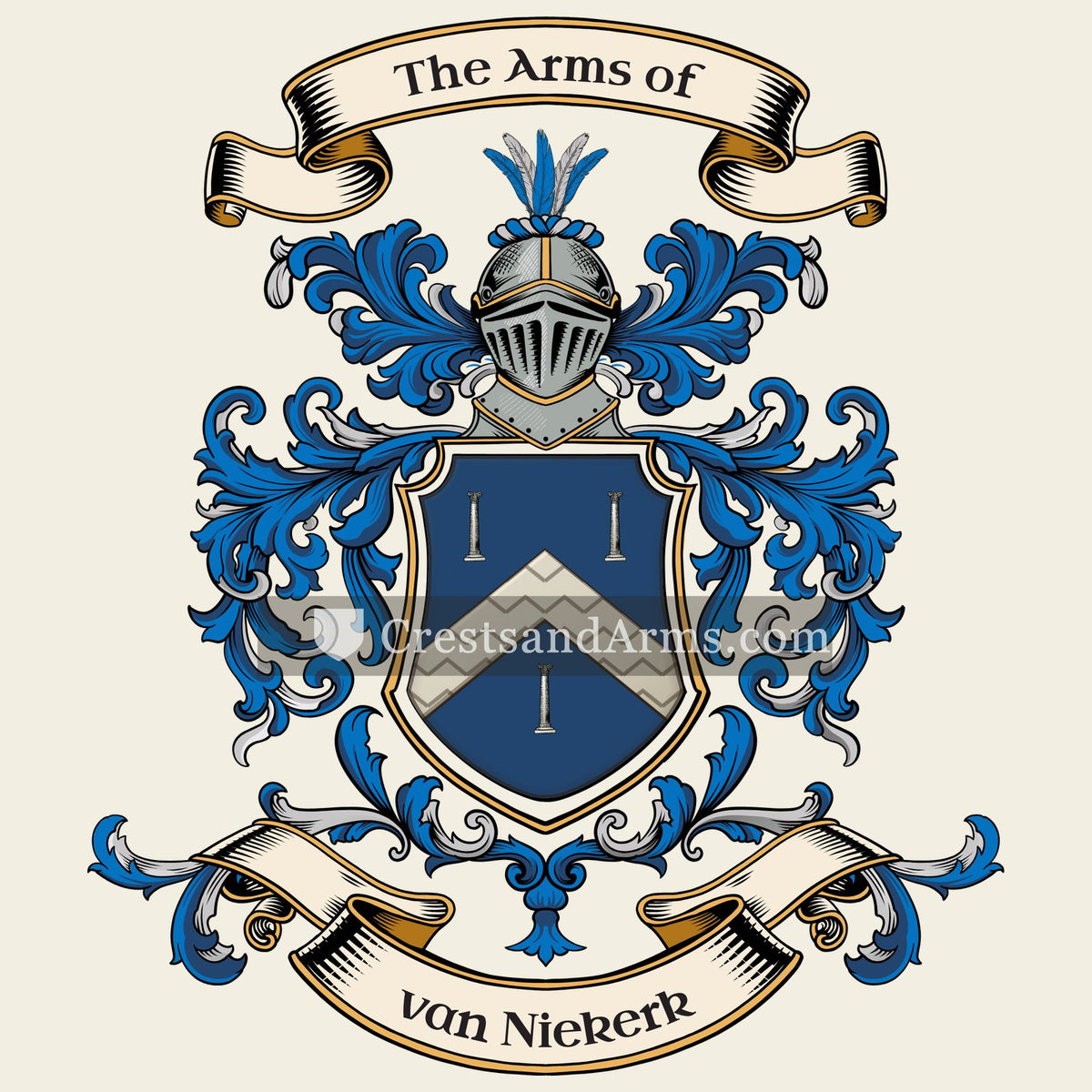 The van Niekerk coat of arms, drawn from the recorded blazon