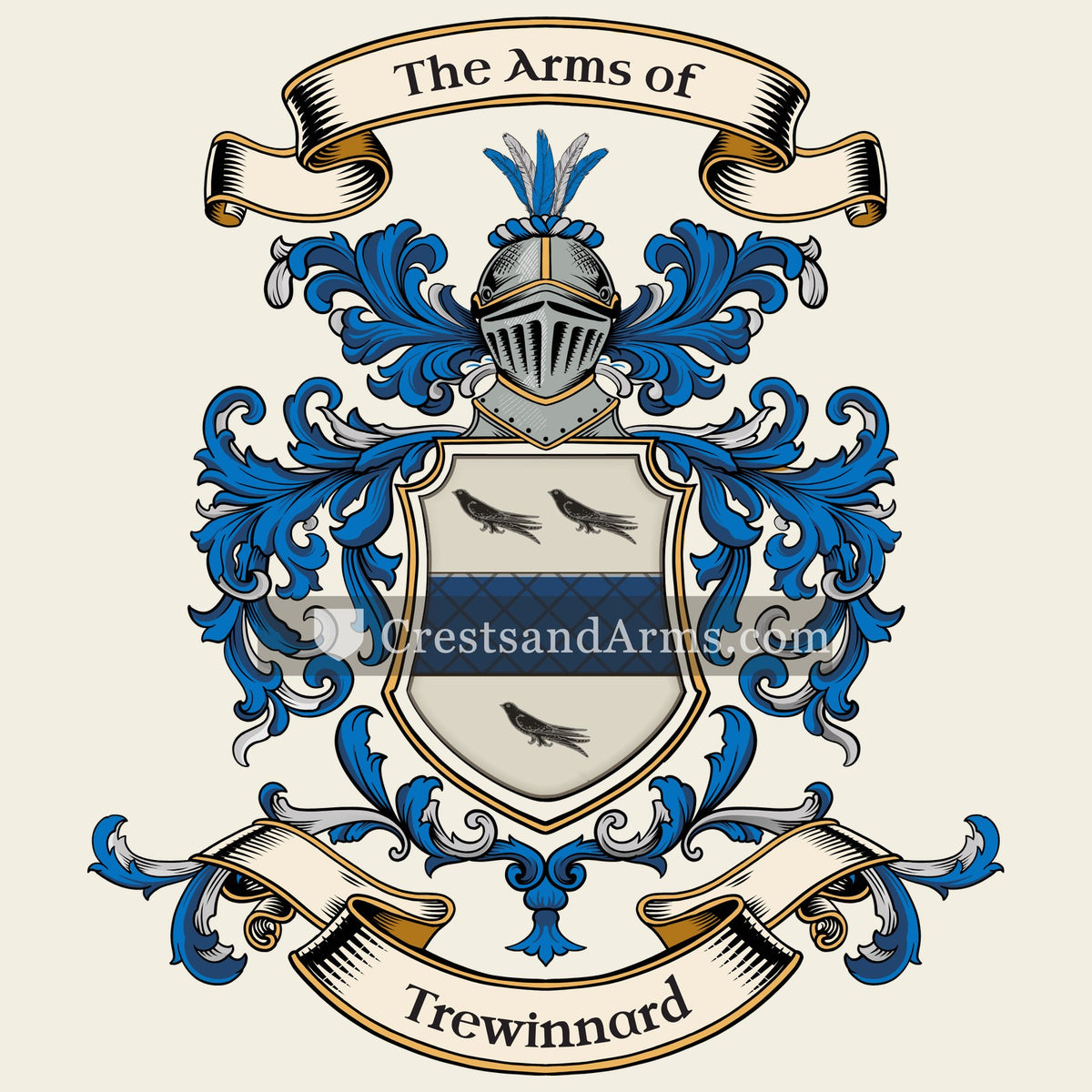 The Trewinnard coat of arms, drawn from the recorded blazon