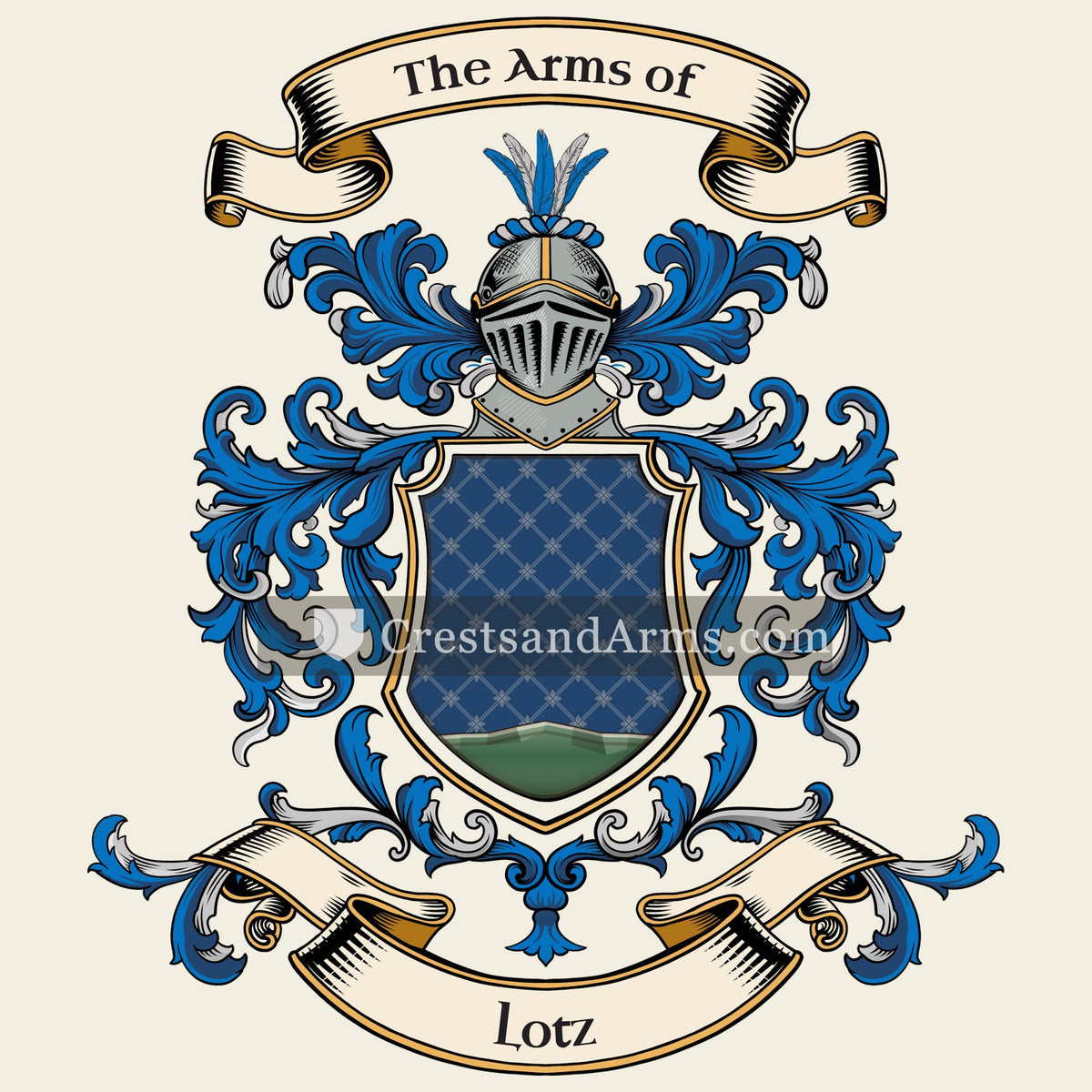 The Lotz coat of arms, drawn from the recorded blazon