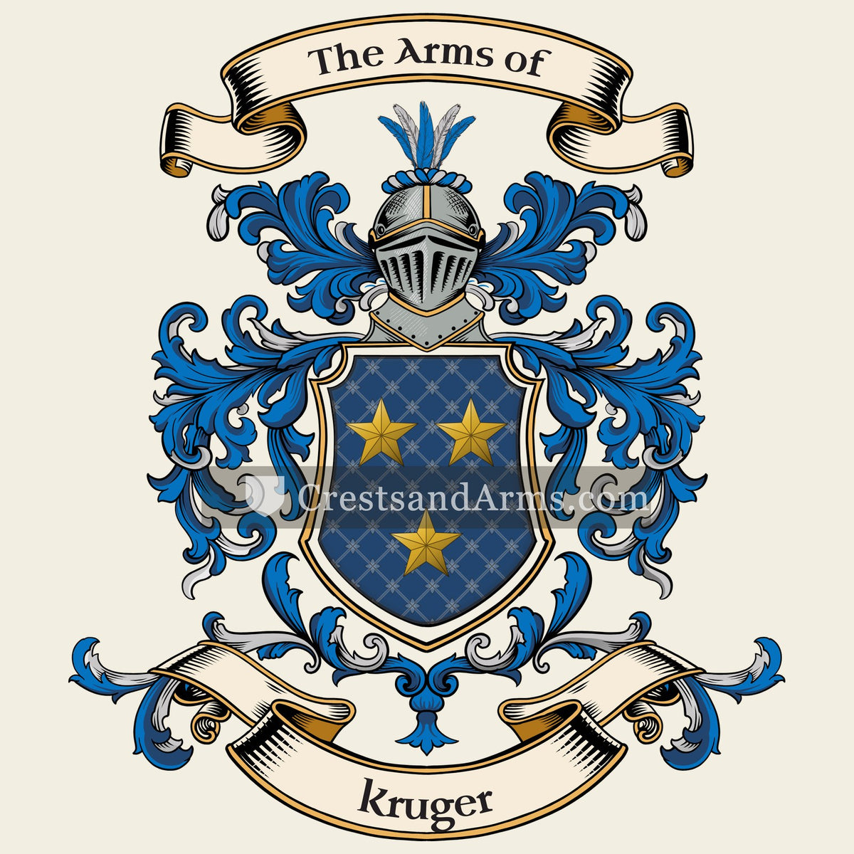 The Kruger coat of arms, drawn from the recorded blazon