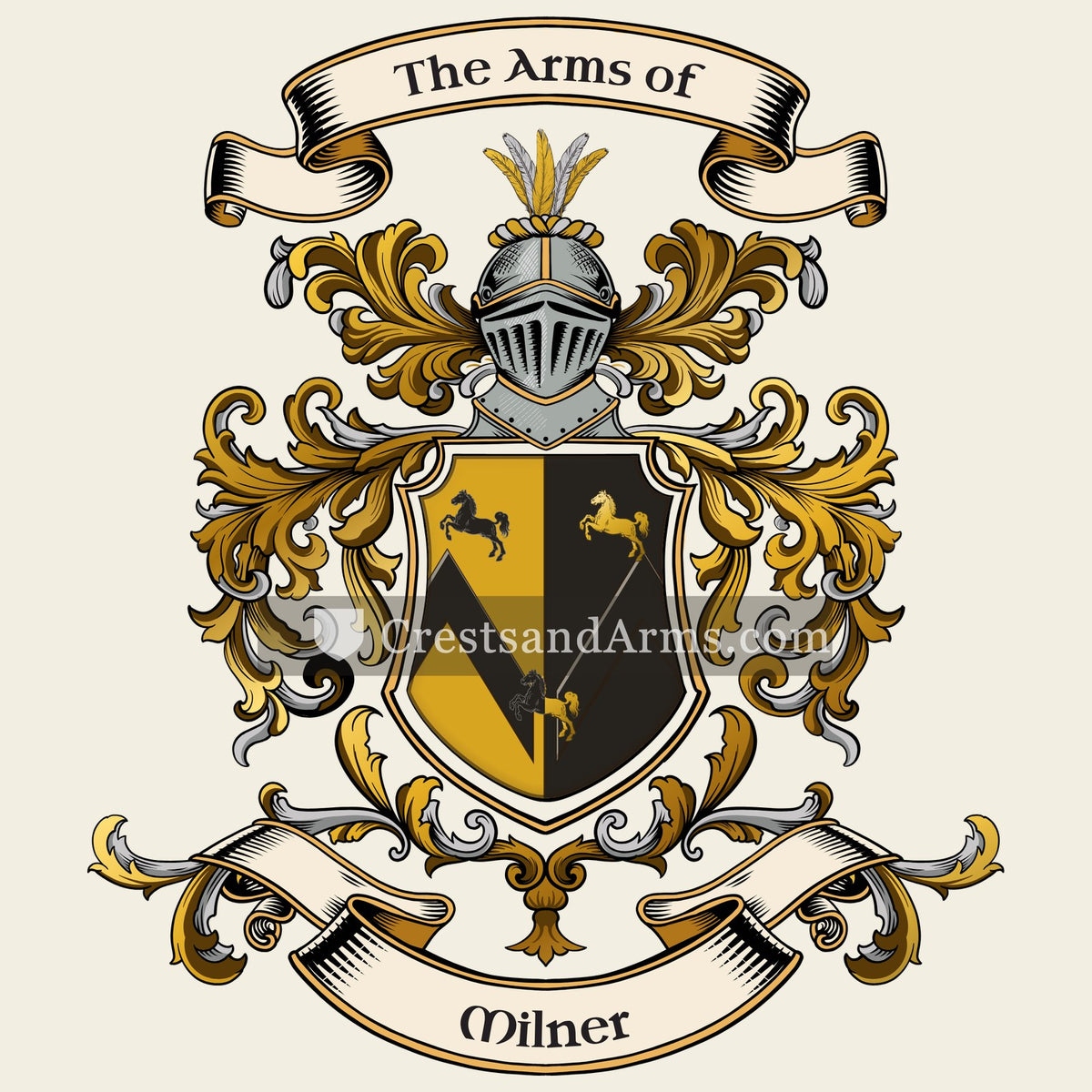 The Milner coat of arms, drawn from the recorded blazon