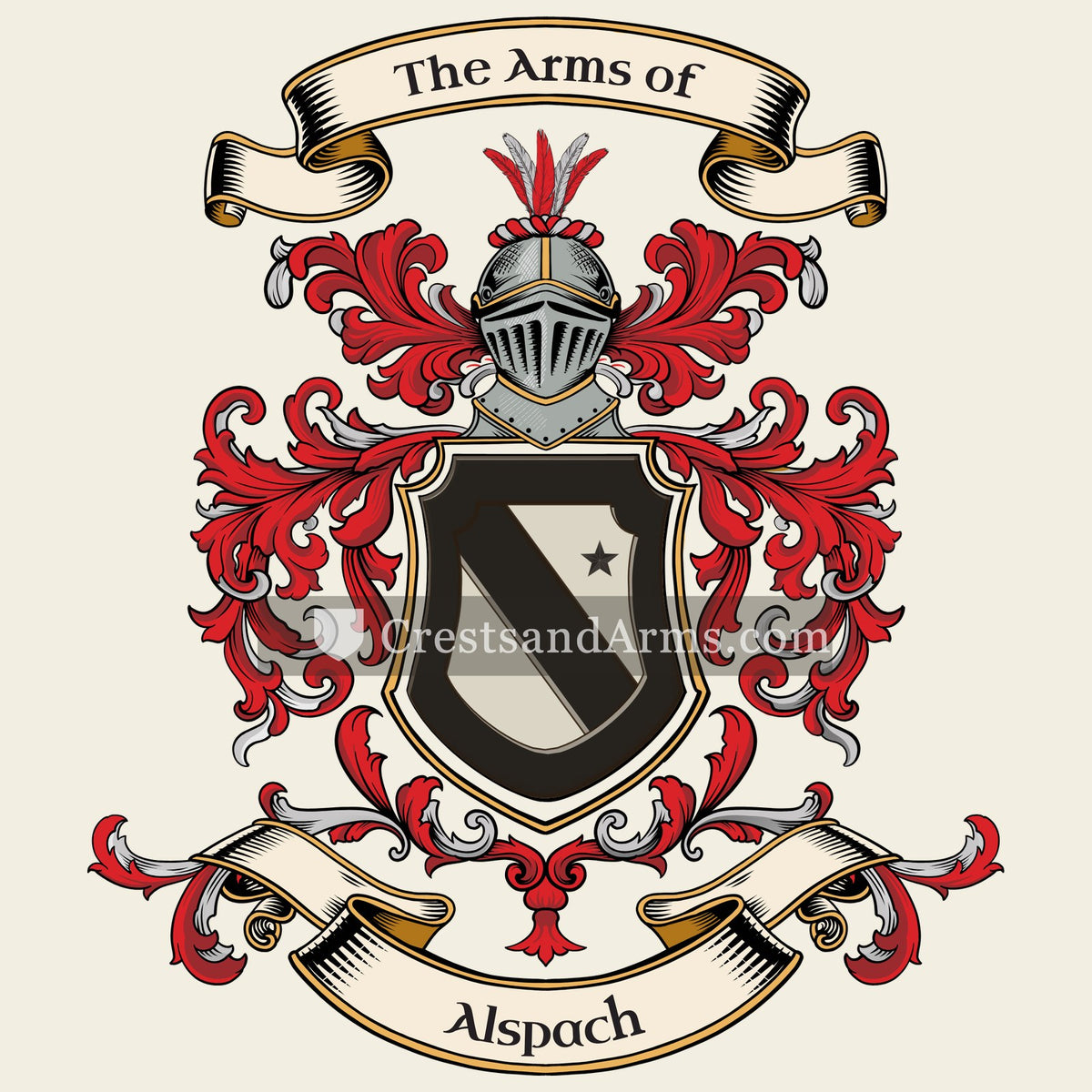 The Alspach coat of arms, drawn from the recorded blazon