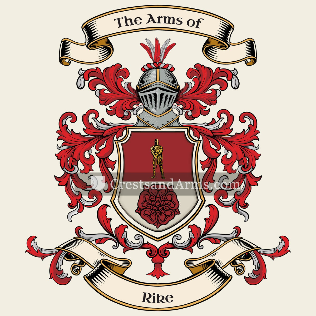 The Rike coat of arms, drawn from the recorded blazon