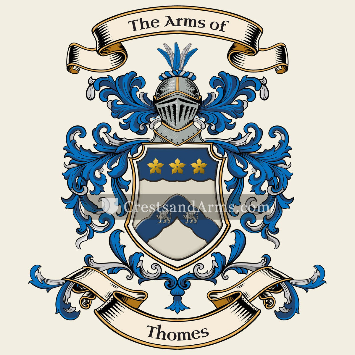 The Thomes coat of arms, drawn from the recorded blazon