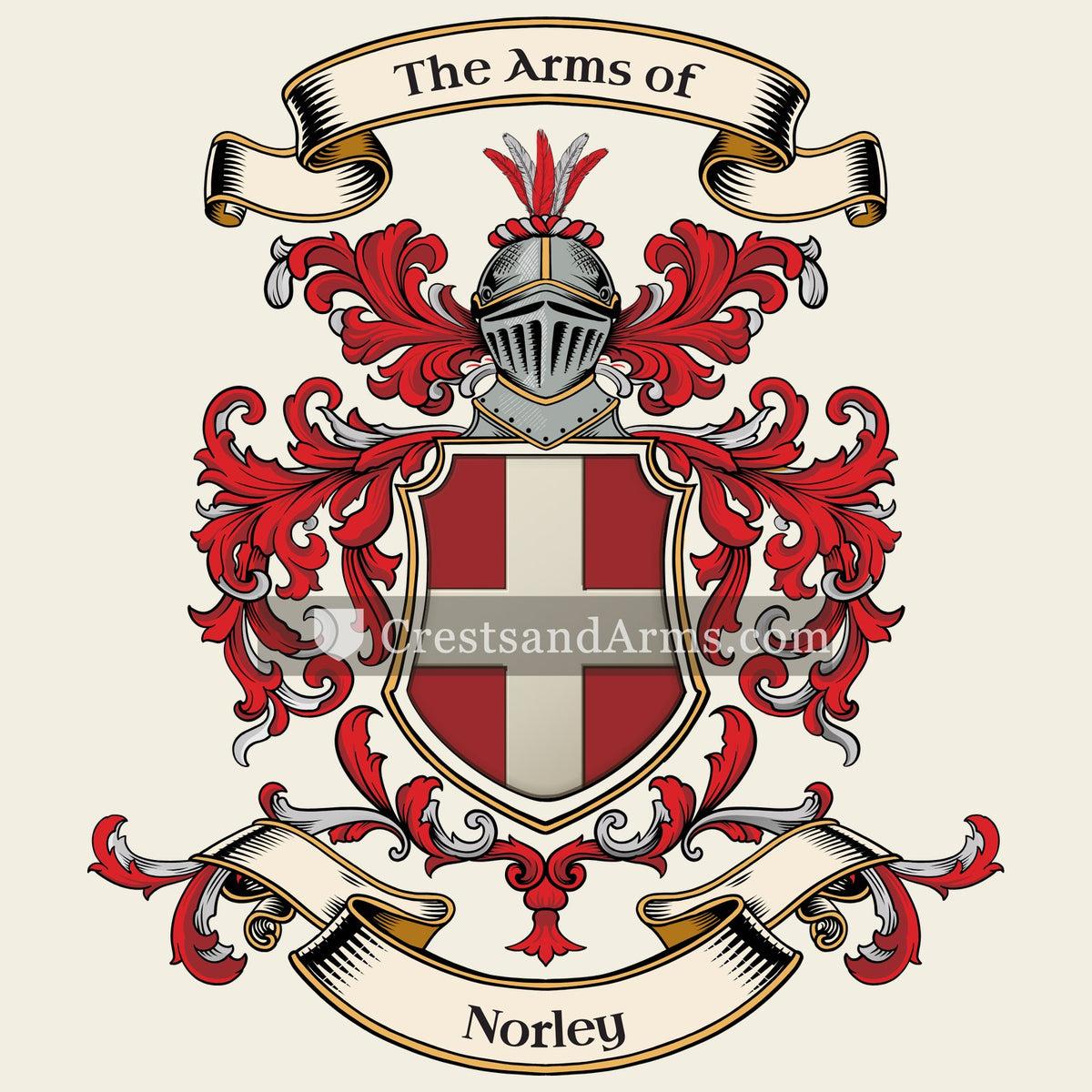 The Norley coat of arms, drawn from the recorded blazon