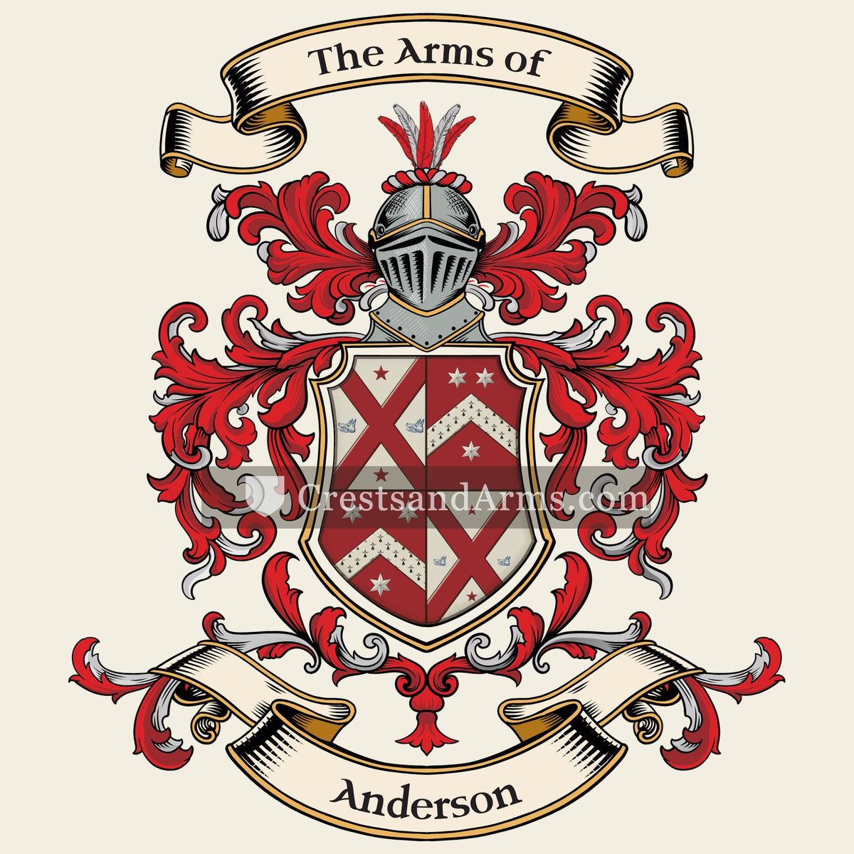 The Anderson coat of arms, drawn from the recorded blazon