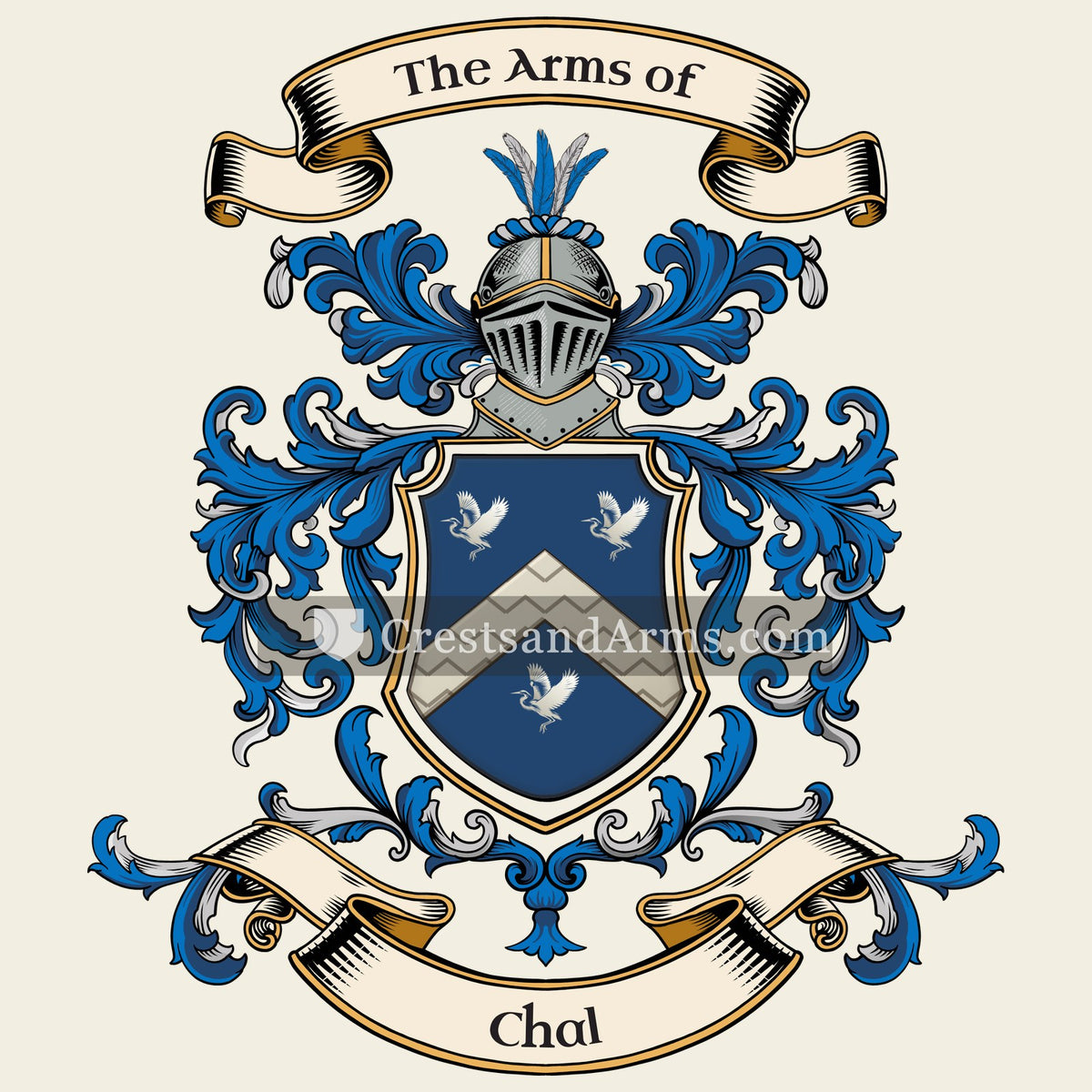 The Chal coat of arms, drawn from the recorded blazon