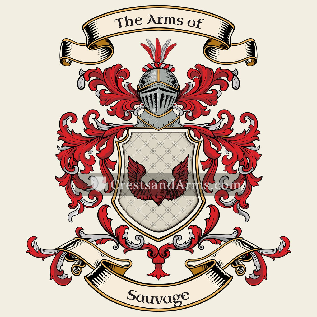 The Sauvage coat of arms, drawn from the recorded blazon
